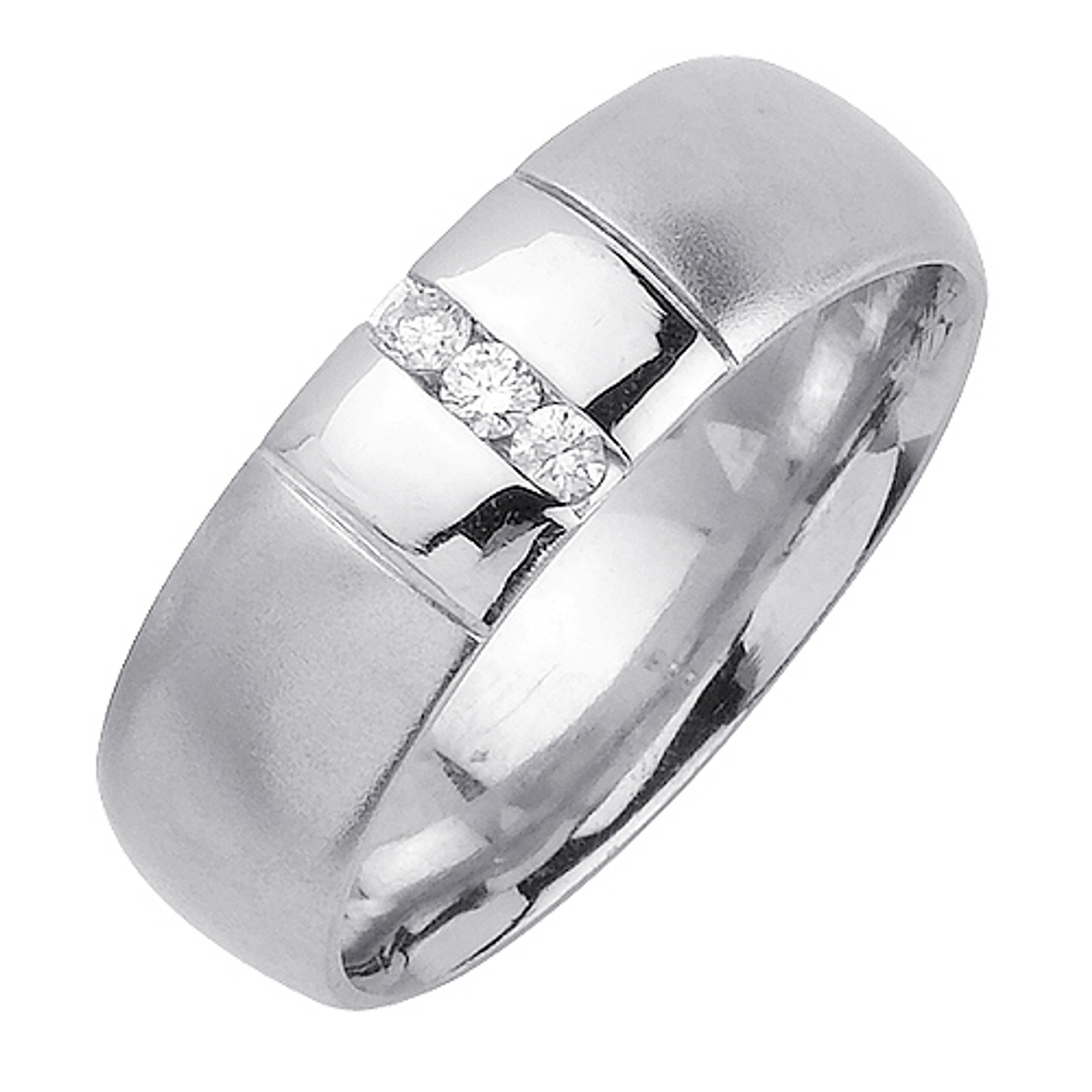 14k White Gold 7mm 0.12ct. Diamond Fashionable Wedding Band 14k White Gold 7mm 0.12ct. Diamond Fashionable Wedding Band