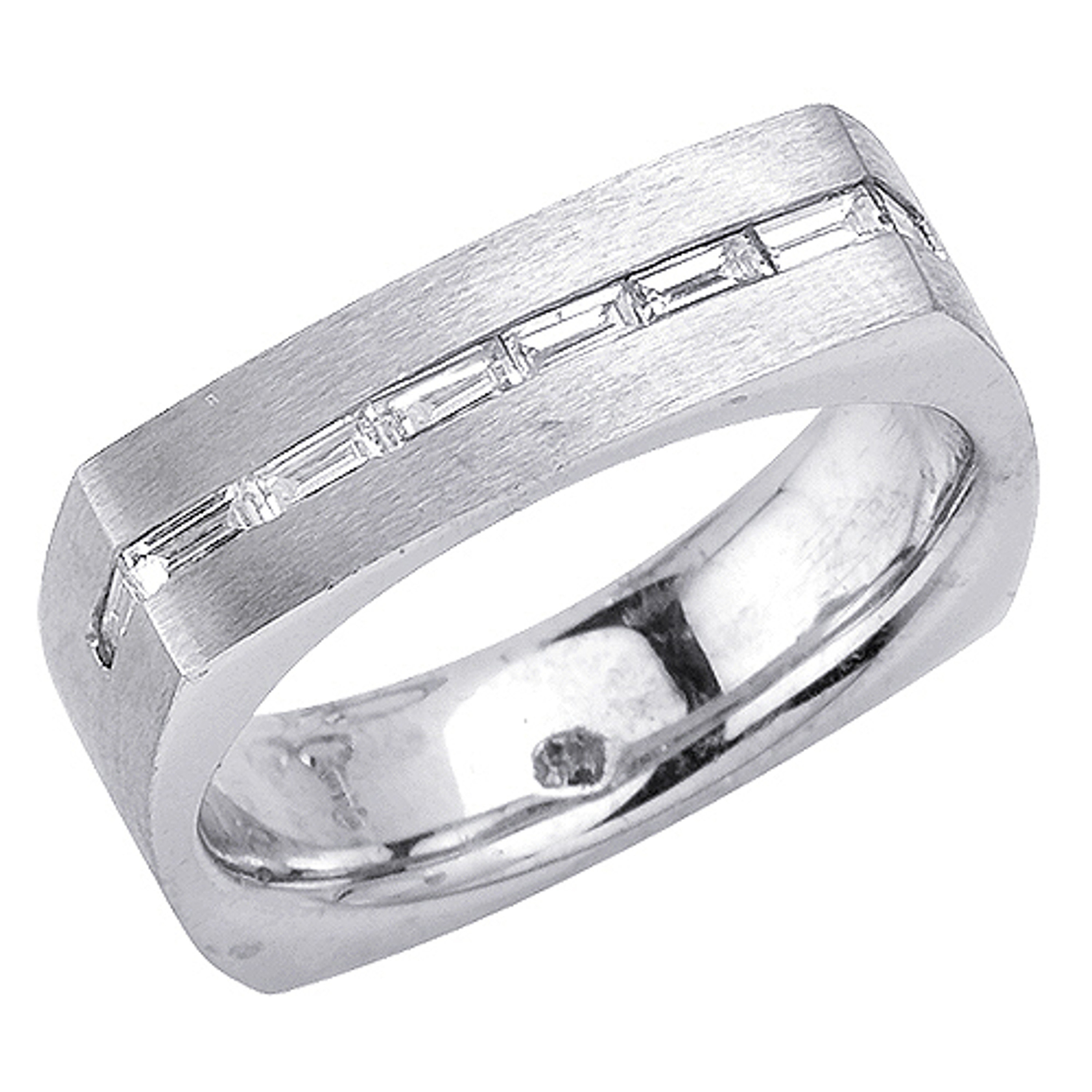 14k White Gold Square Shaped 6mm 0.48ct. Diamond Wedding Band 14k White Gold Square Shaped 6mm 0.48ct. Diamond Wedding Band