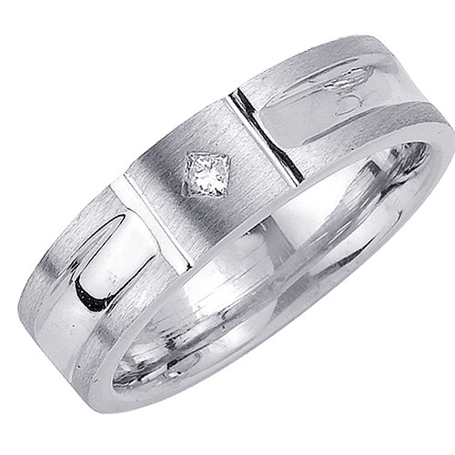 14k White Gold 6mm 0.07ct. Princess Diamond Wedding Band