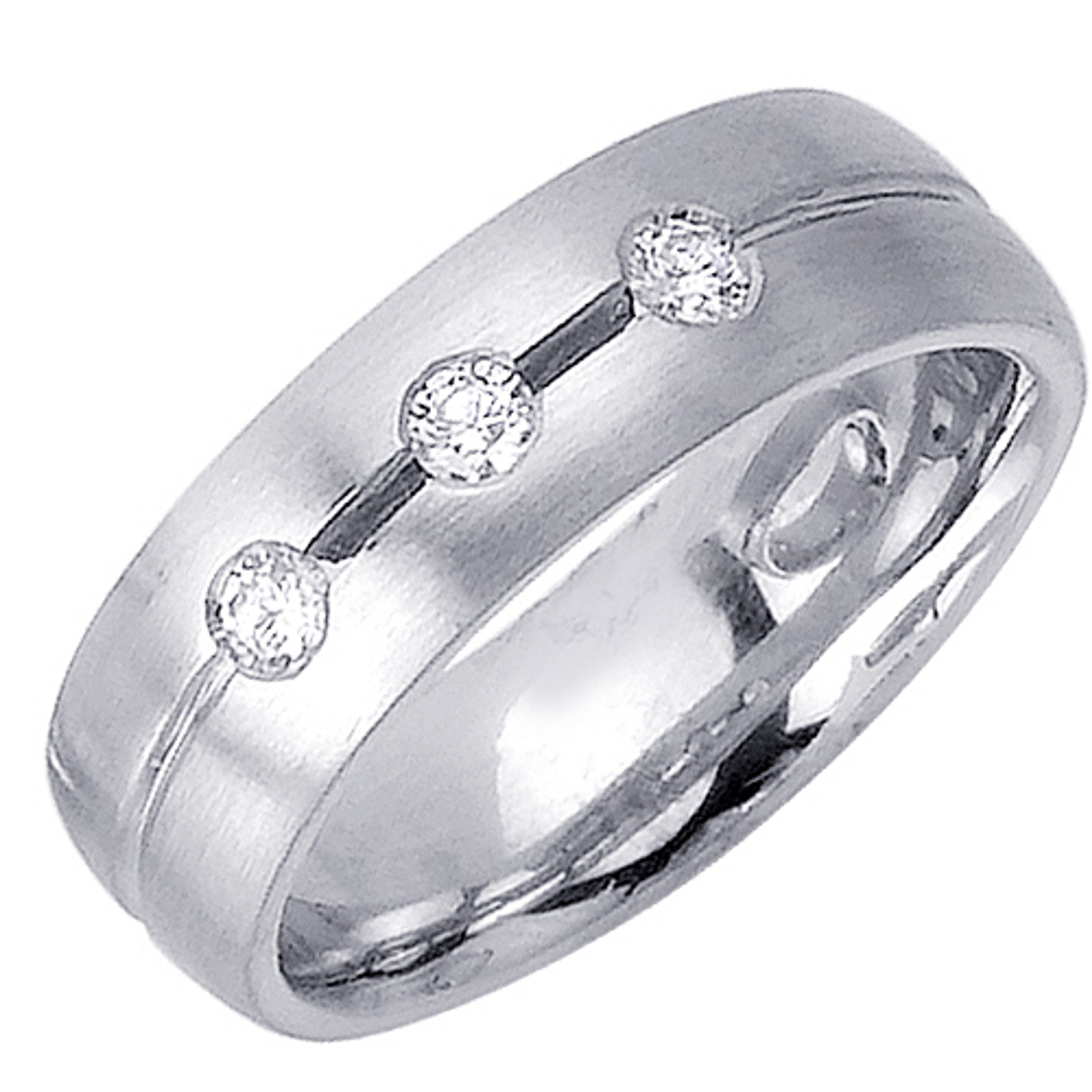 14k White Gold 7mm 0.24ct. Diamond Wedding Band --15459