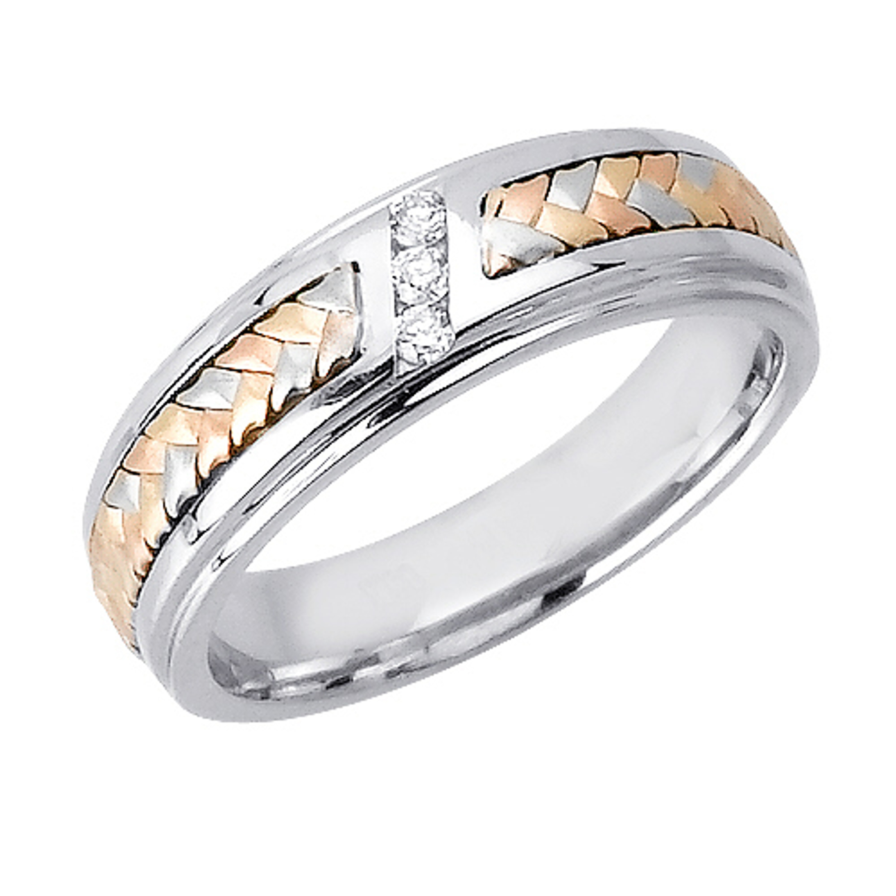14k Gold White Gold And Tri-color Gold .15 ct.  Diamond Wedding 14k Gold White Gold And Tri-color Gold .15 ct.  Diamond Wedding