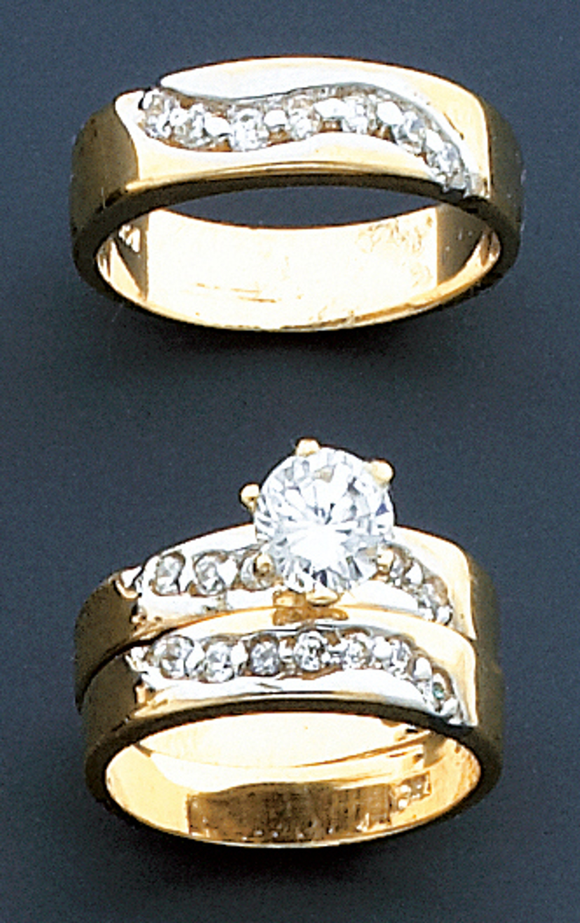 14k Gold 3 Piece Cubic Zirconia Wedding Set --15671 14k Gold 3 Piece Cubic Zirconia Wedding Set --15671