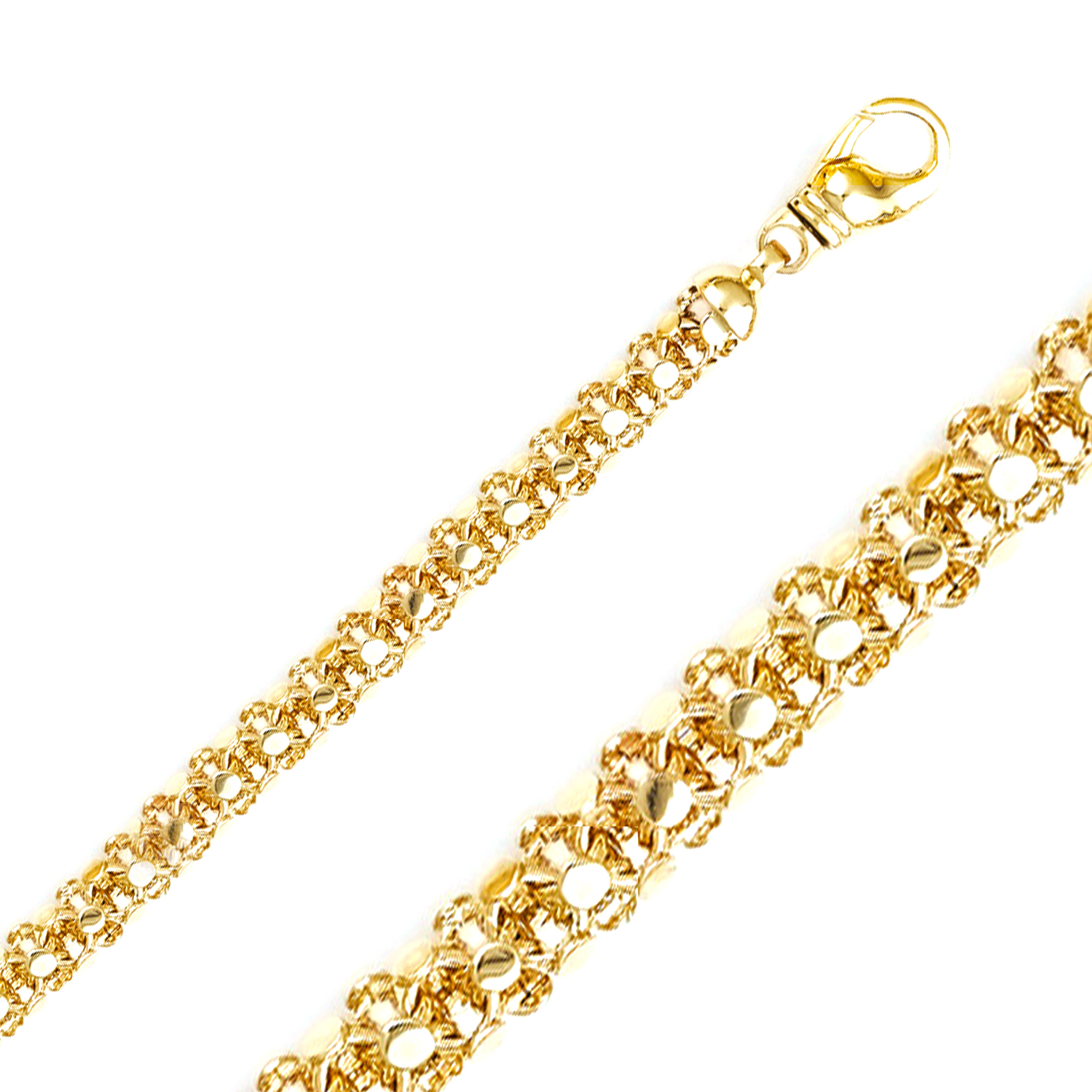 14k Yellow Gold Fancy Handmade Manchester Chain 8.0mm 7 Inches 14k Yellow Gold Fancy Handmade Manchester Chain 8.0mm 7 Inches