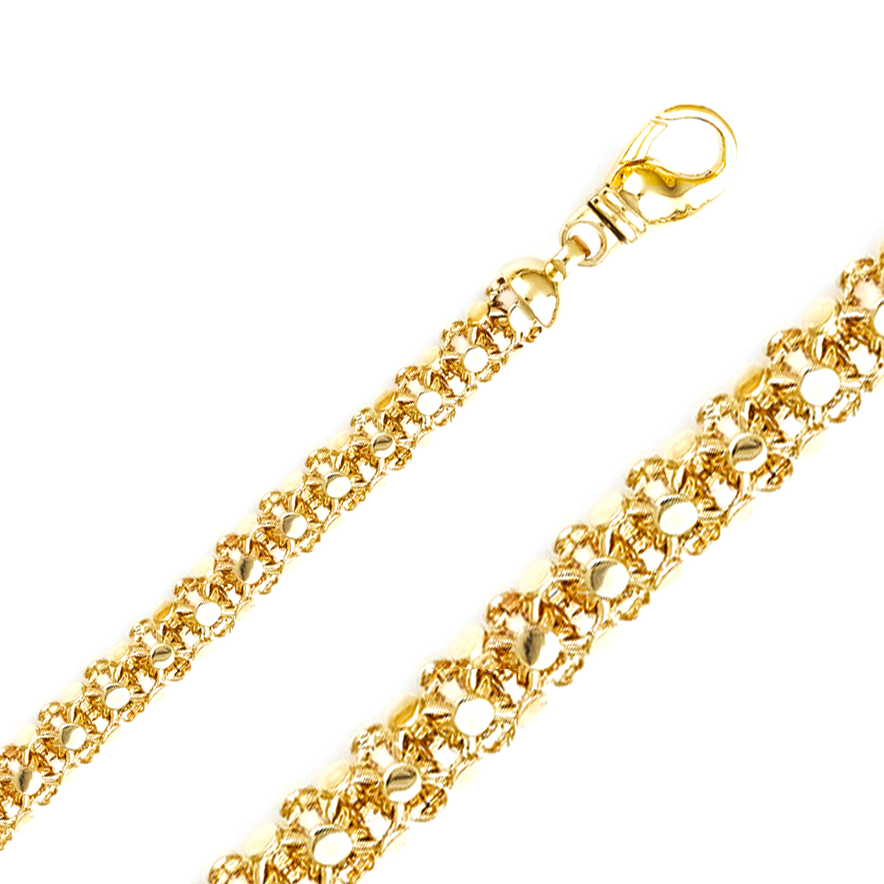 14k Yellow Gold Fancy Handmade Manchester Chain 9.0mm 7 Inches 14k Yellow Gold Fancy Handmade Manchester Chain 9.0mm 7 Inches