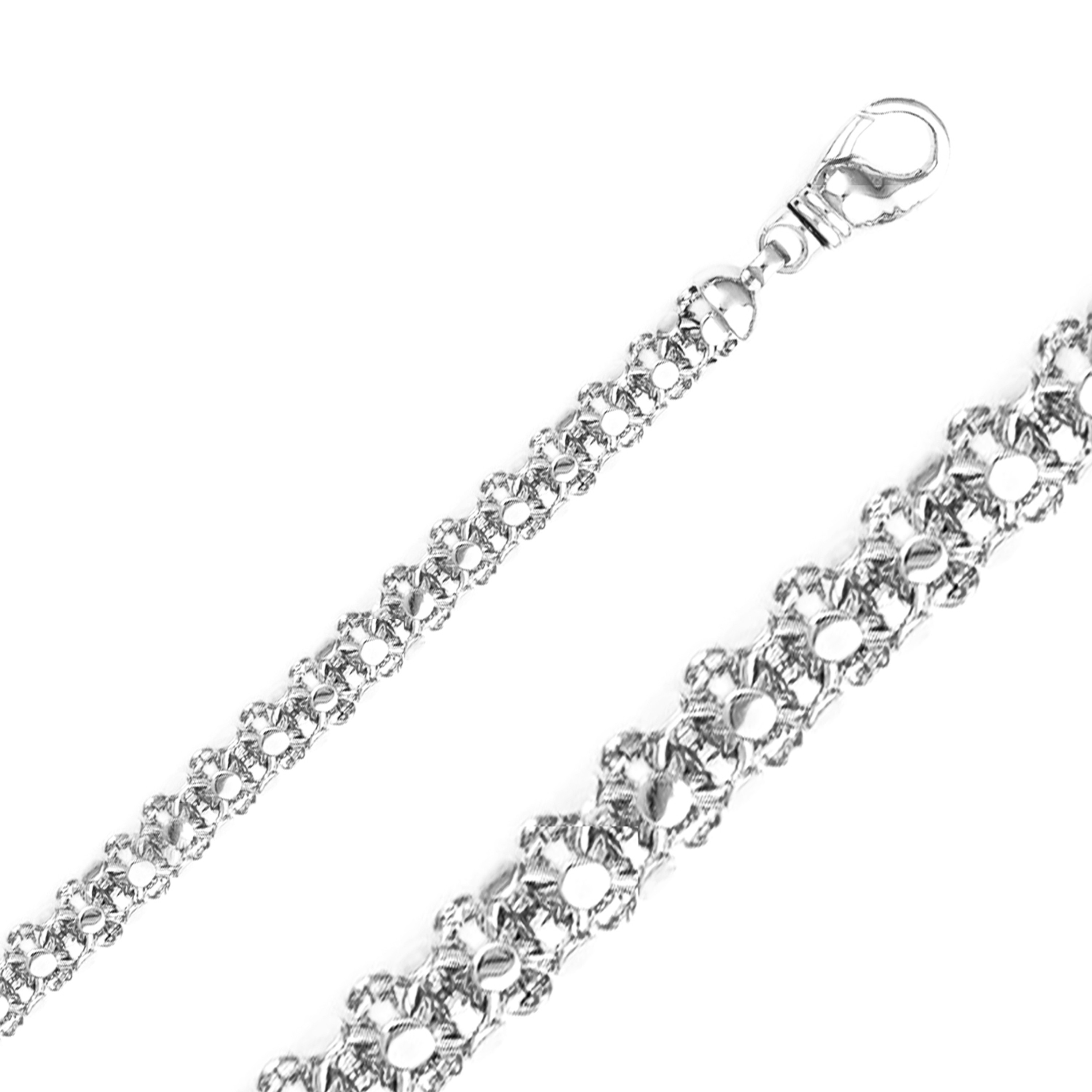 14k White Gold Handmade Manchester Chain 8.0mm 8 Inches 14k White Gold Handmade Manchester Chain 8.0mm 8 Inches