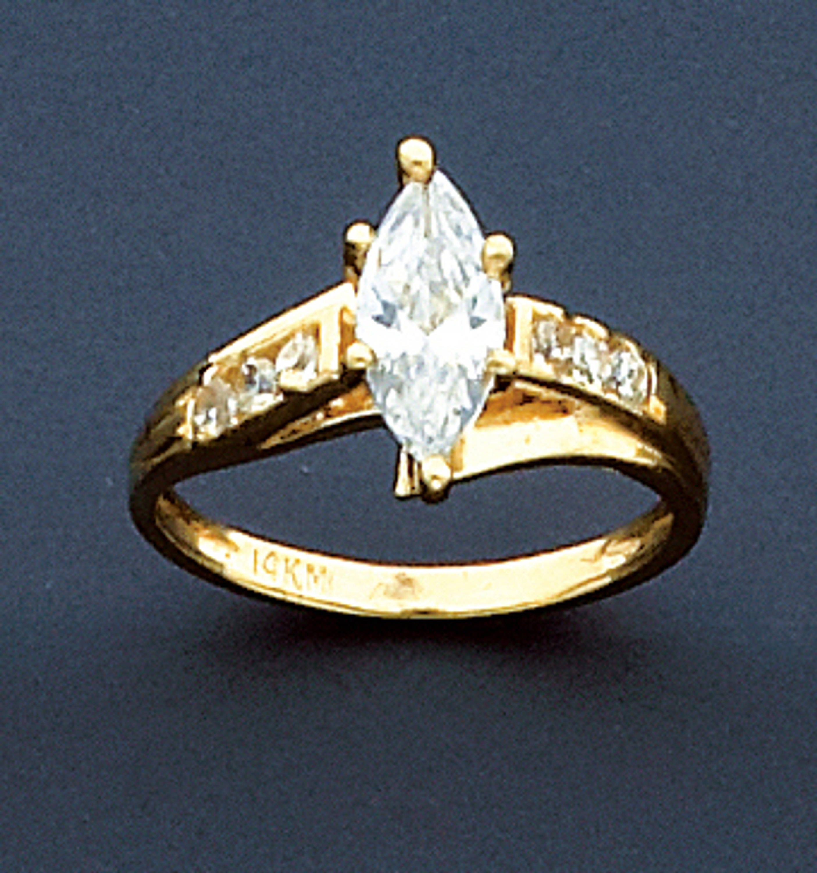 14k Yellow Gold 1ct Marquise Cut Cz Engagement Ring