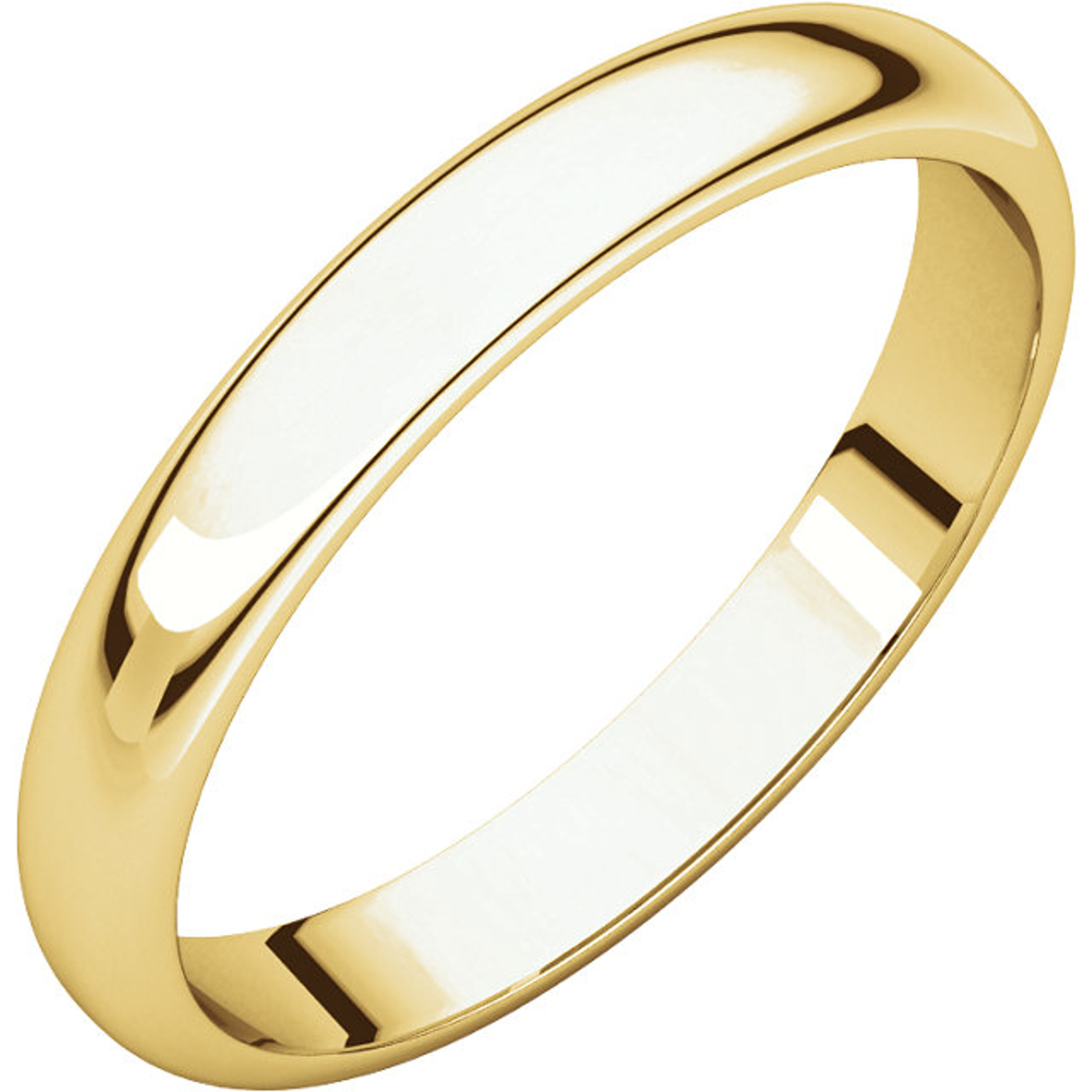 18k Yellow Gold 3mm High Polished Traditional Domed Wedding Band 18k Yellow Gold 3mm High Polished Traditional Domed Wedding Band