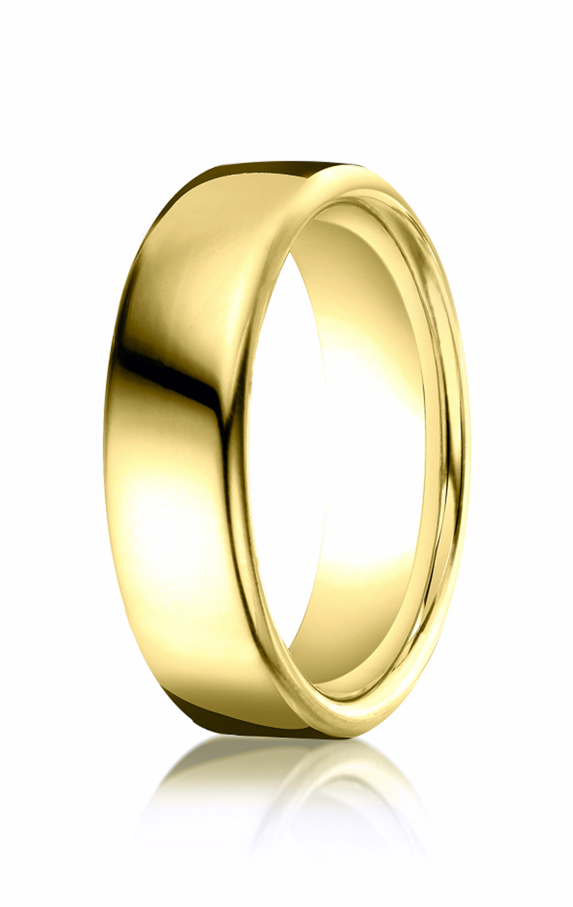 18k Yellow Gold Benchmark Euro Domed Comfort Fit Band 6.5mm. 18k Yellow Gold Benchmark Euro Domed Comfort Fit Band 6.5mm.