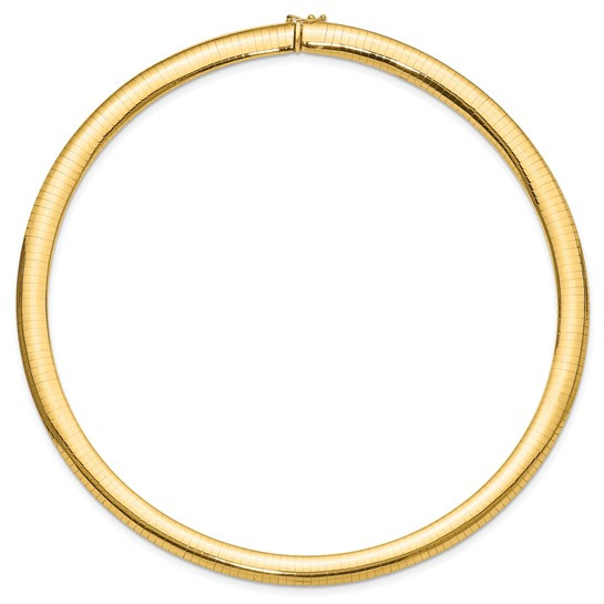 18k Yellow Gold 8mm Domed Omega Necklace 16 Inches