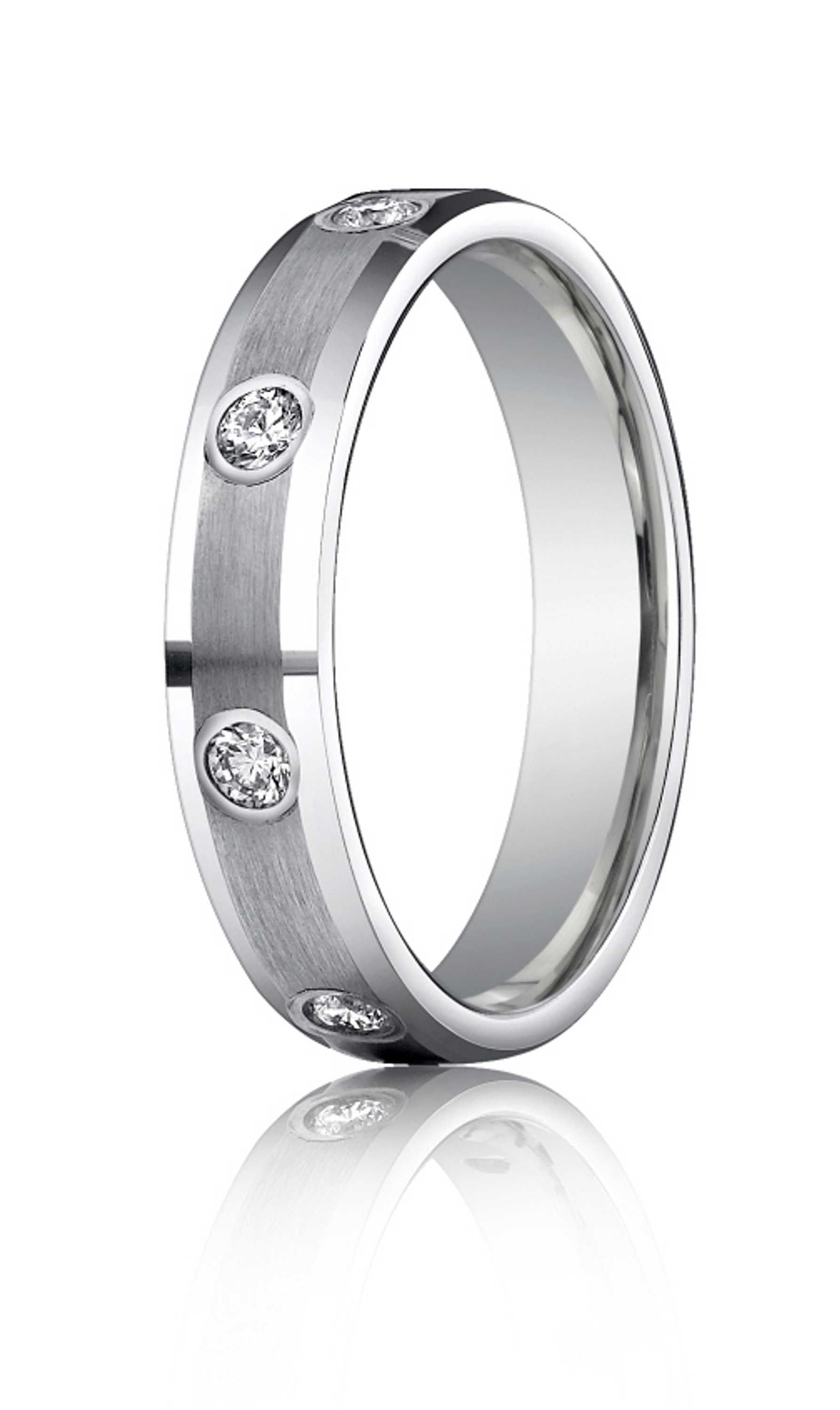 14k White Gold Diamond Band 4mm. --17012