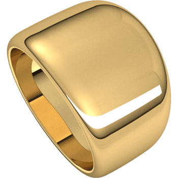 14k Gold High  Polished Domed  14mm Tapered Cigar Band Ring