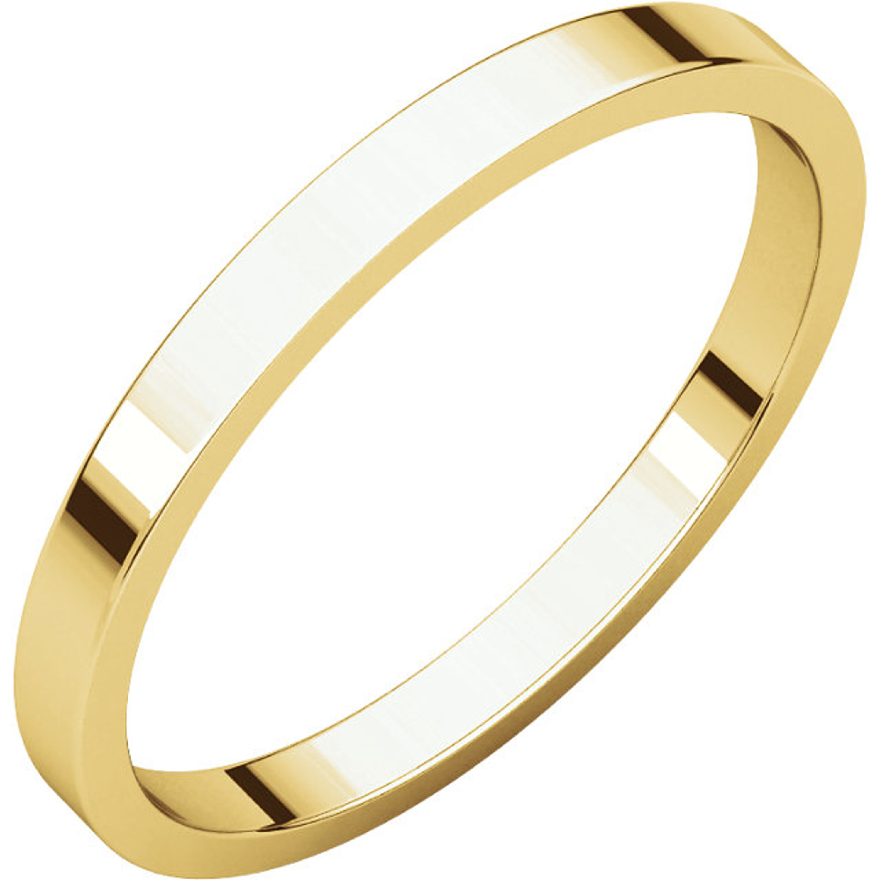 18k Gold 2mm High Polished Classic Flat Wedding Band 18k Gold 2mm High Polished Classic Flat Wedding Band