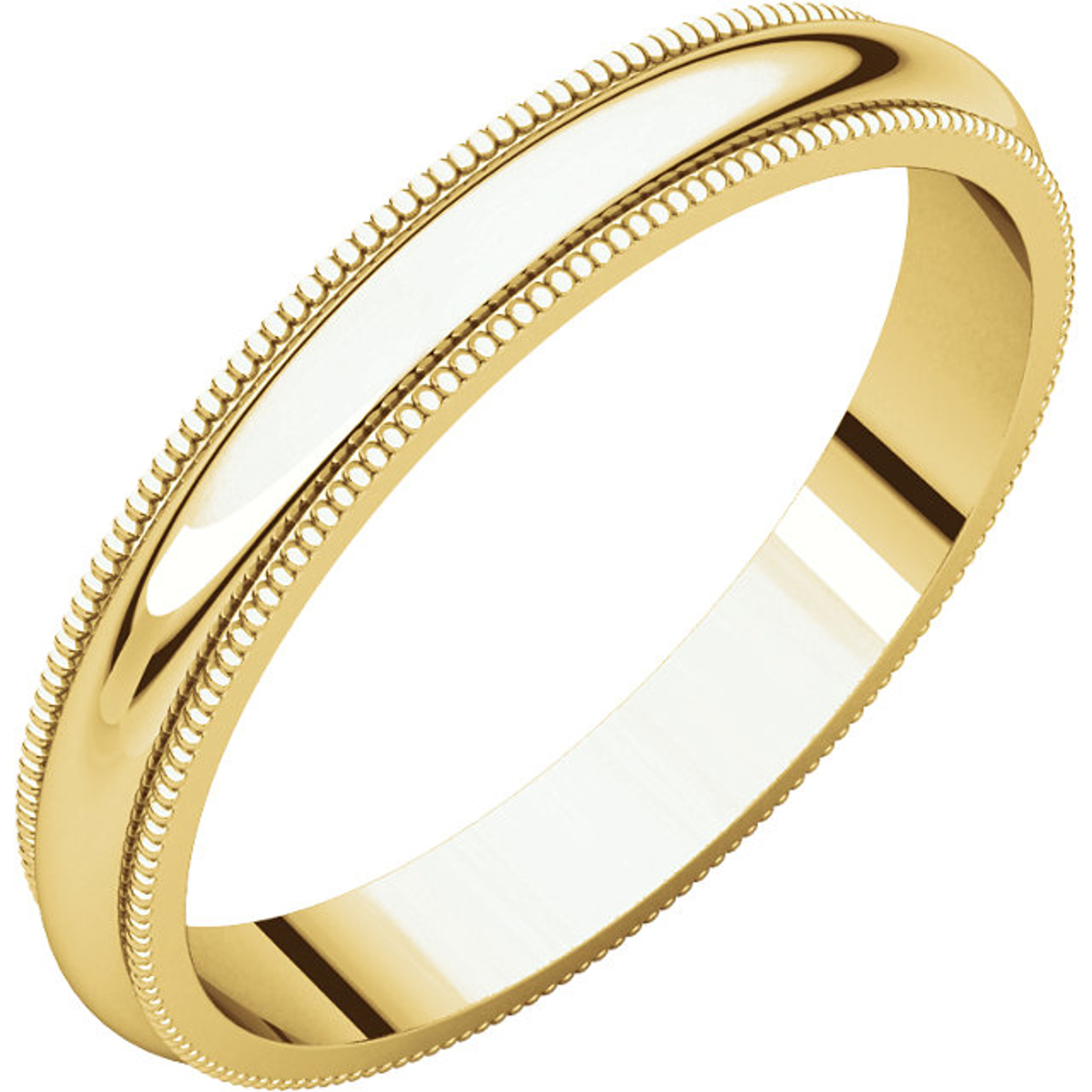 14k Yellow Gold 3mm High Polished Traditional Milgrain Wedding Band 14k Yellow Gold 3mm High Polished Traditional Milgrain Wedding Band