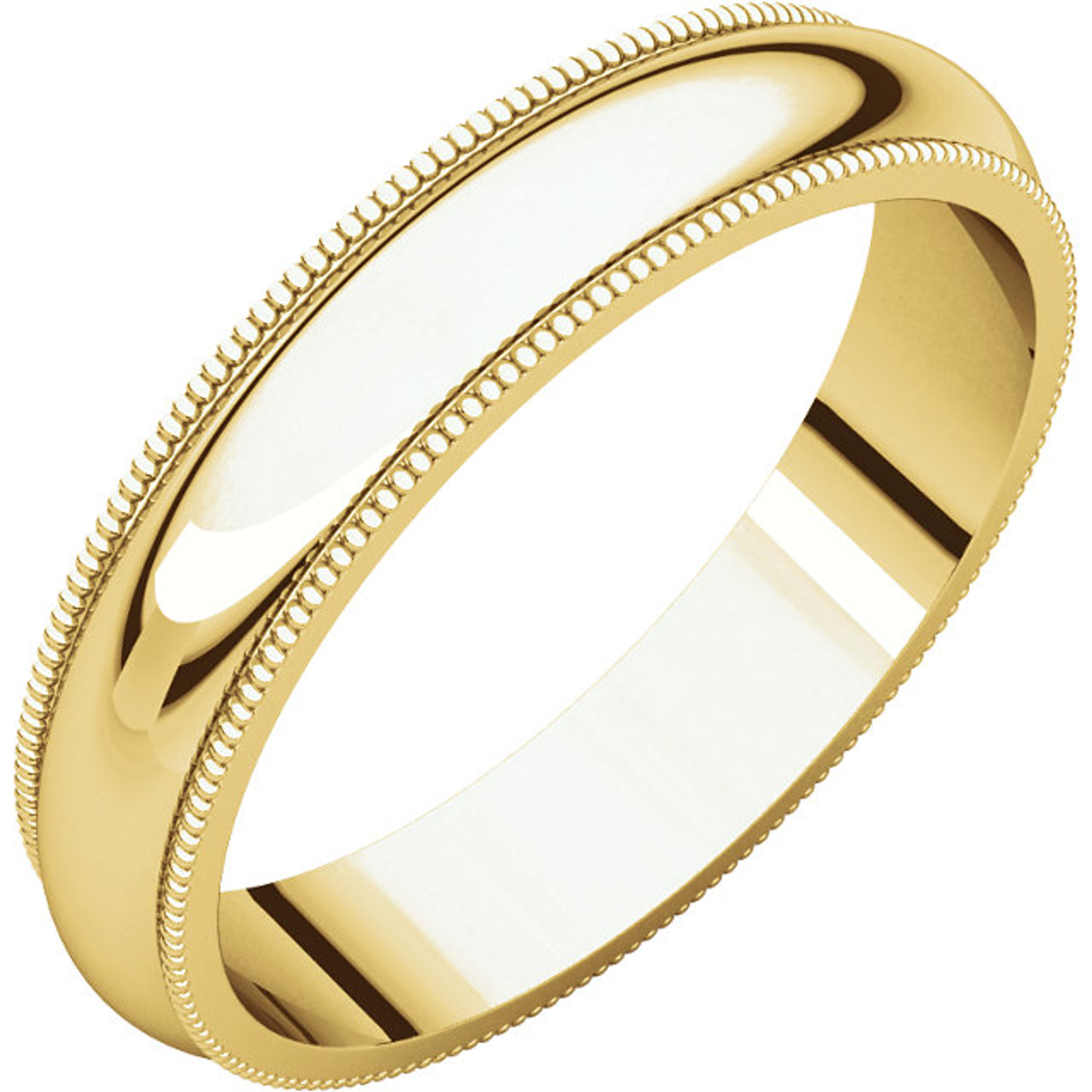 14k Yellow Gold 4mm High Polished Traditional Milgrain Wedding Band 14k Yellow Gold 4mm High Polished Traditional Milgrain Wedding Band