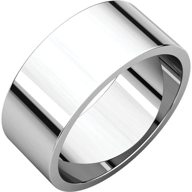 14k White Gold 8mm High Polished Classic Flat Wedding Band