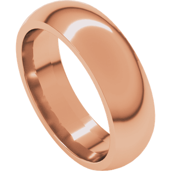14k Rose Gold 6mm High Polished Domed Comfort Fit Wedding Band