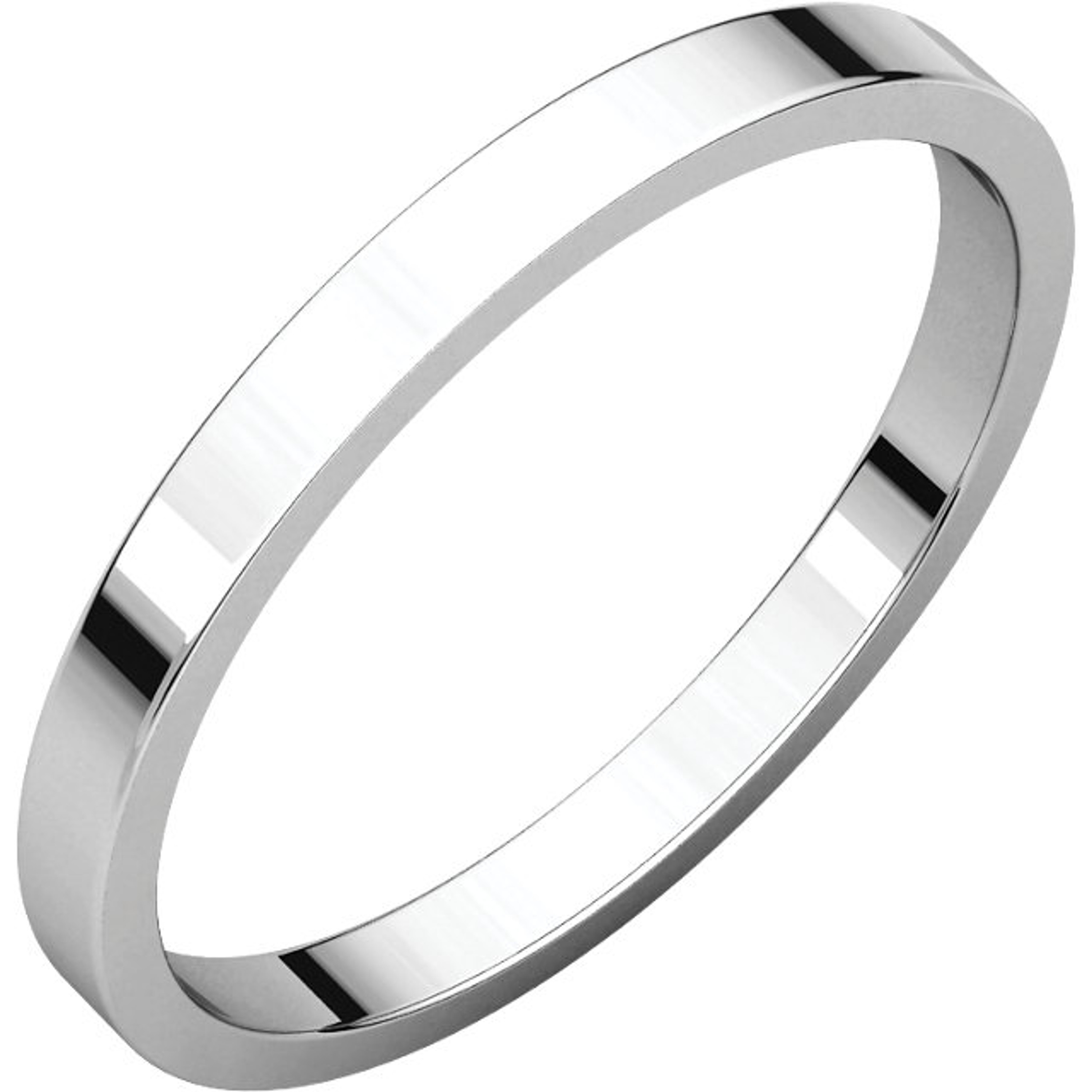 18k White Gold 2mm High Polished Classic Flat Wedding Band 18k White Gold 2mm High Polished Classic Flat Wedding Band