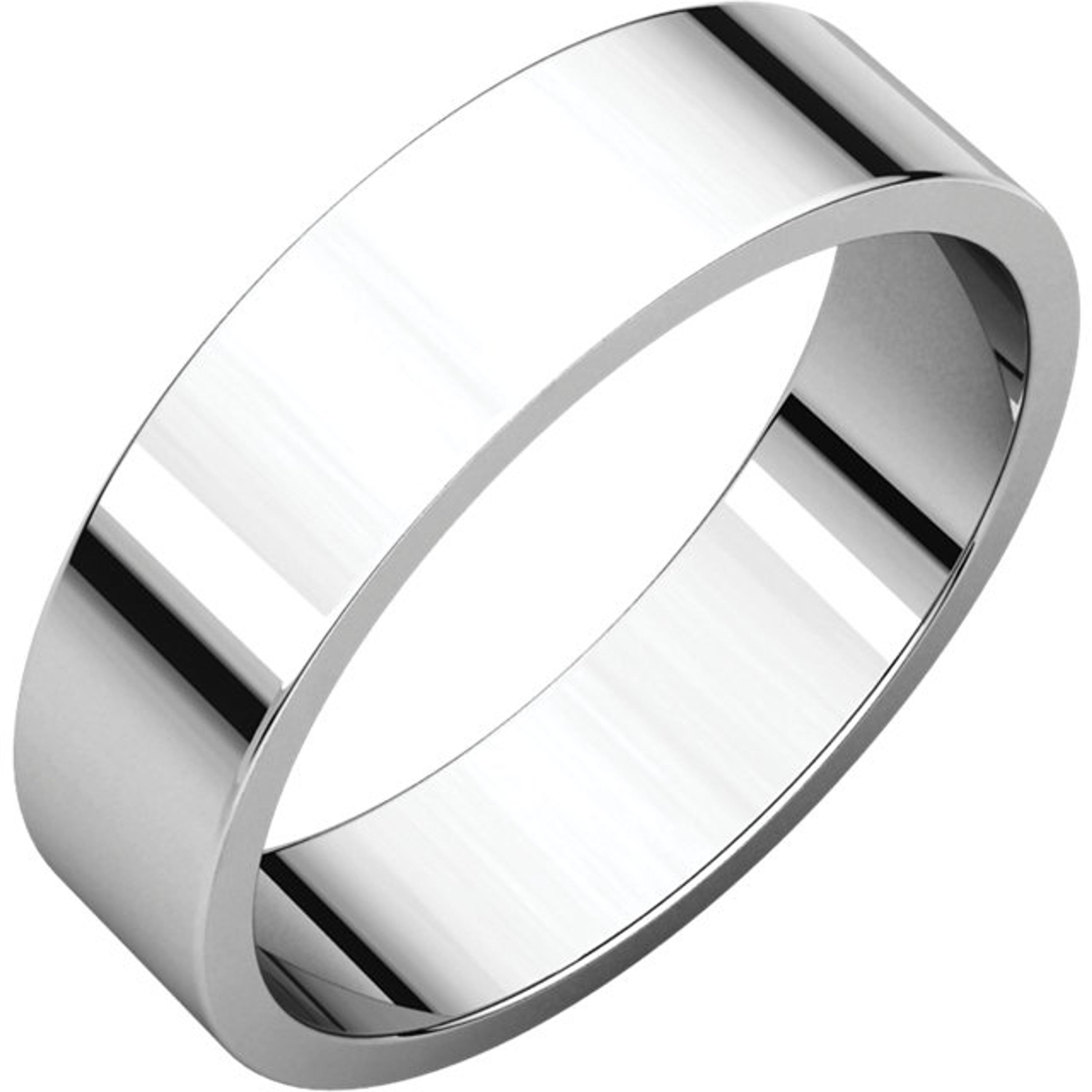 18k White Gold 5mm High Polished Classic Flat Wedding Band 18k White Gold 5mm High Polished Classic Flat Wedding Band