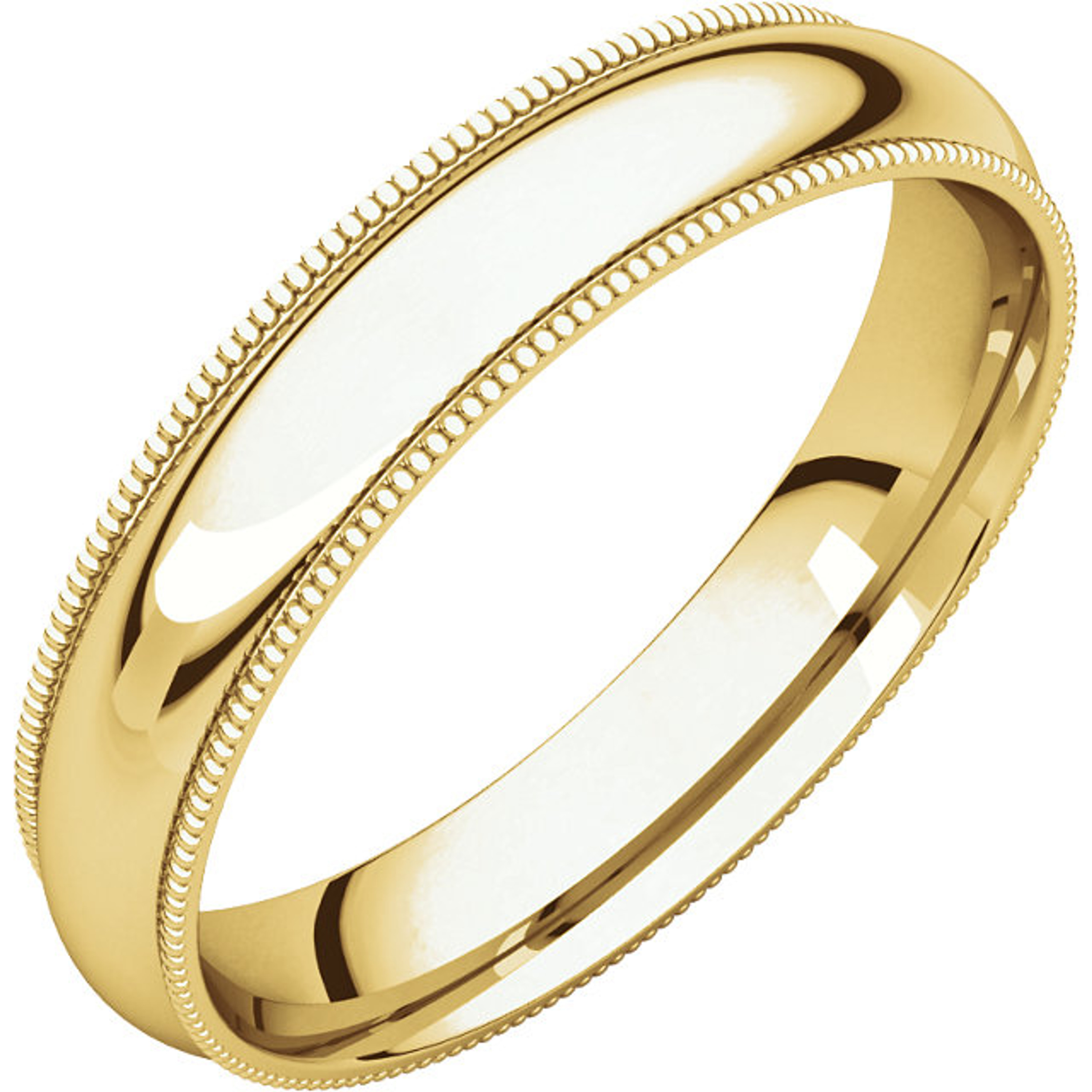 18k Yellow Gold 4mm High Polished Comfort Fit Milgrain Wedding Band 18k Yellow Gold 4mm High Polished Comfort Fit Milgrain Wedding Band