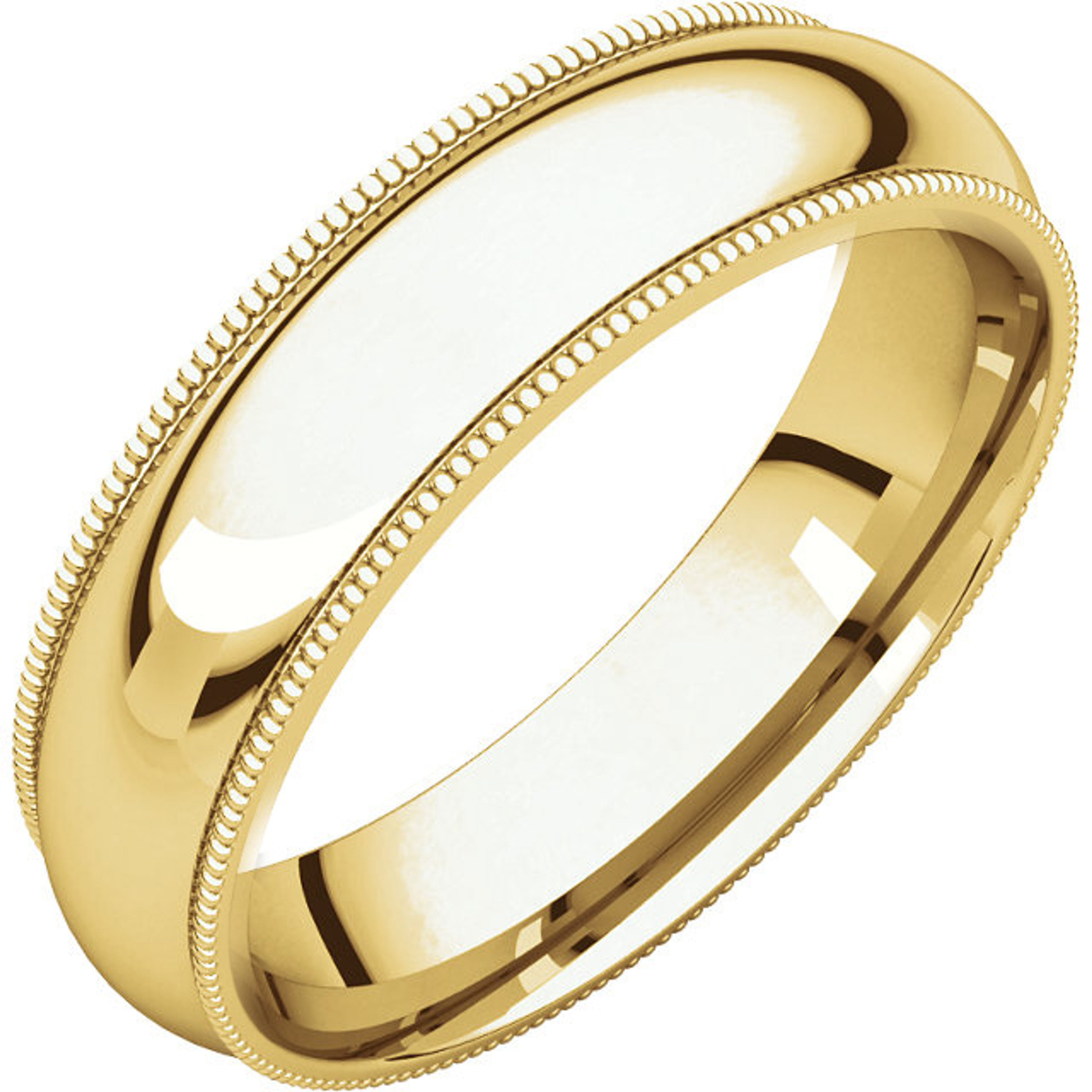 18k Yellow Gold 5mm High Polished Comfort Fit Milgrain Wedding Band 18k Yellow Gold 5mm High Polished Comfort Fit Milgrain Wedding Band