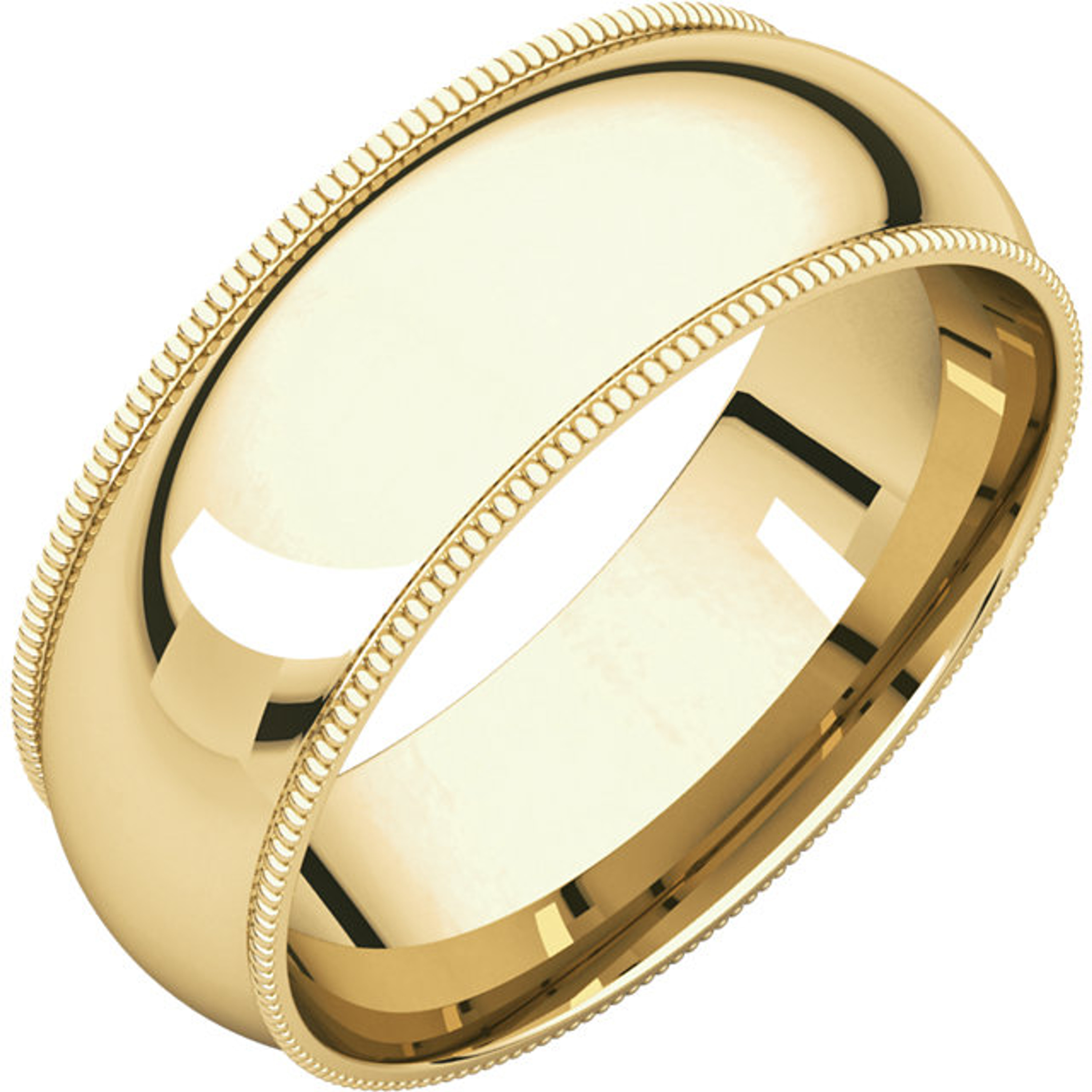 18k Yellow Gold 7mm High Polished Comfort Fit Milgrain Wedding Band 18k Yellow Gold 7mm High Polished Comfort Fit Milgrain Wedding Band