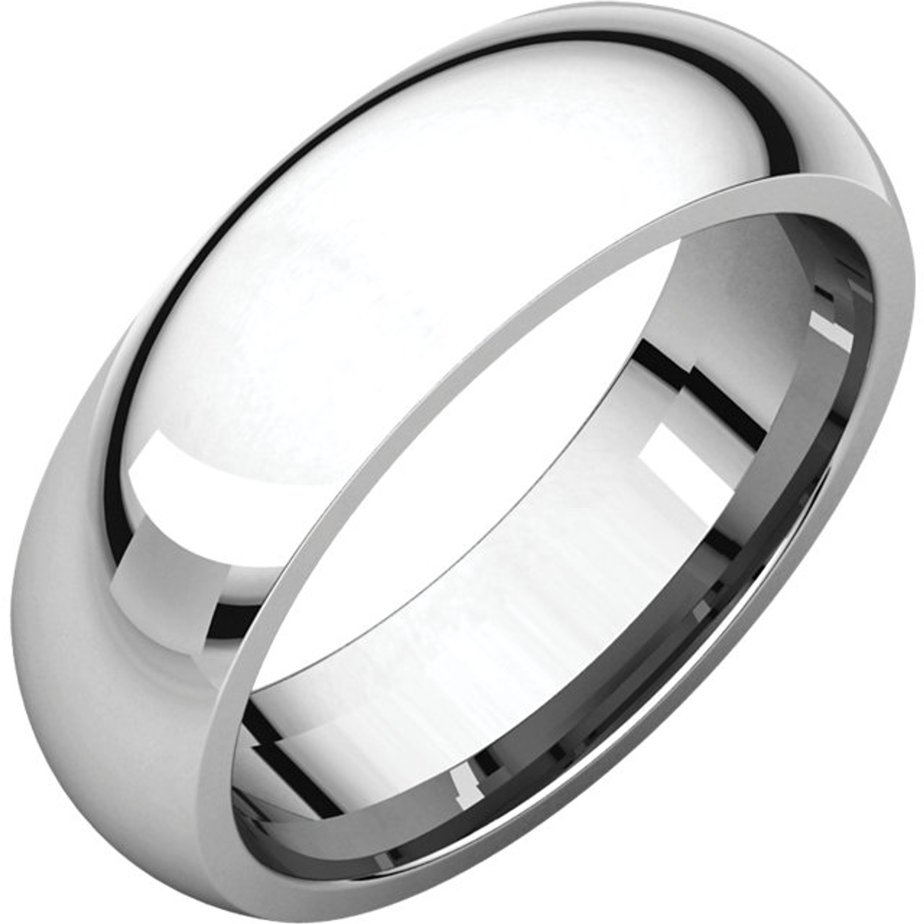 14k White Gold 6mm High Polished Comfort Fit Milgrain Wedding Band