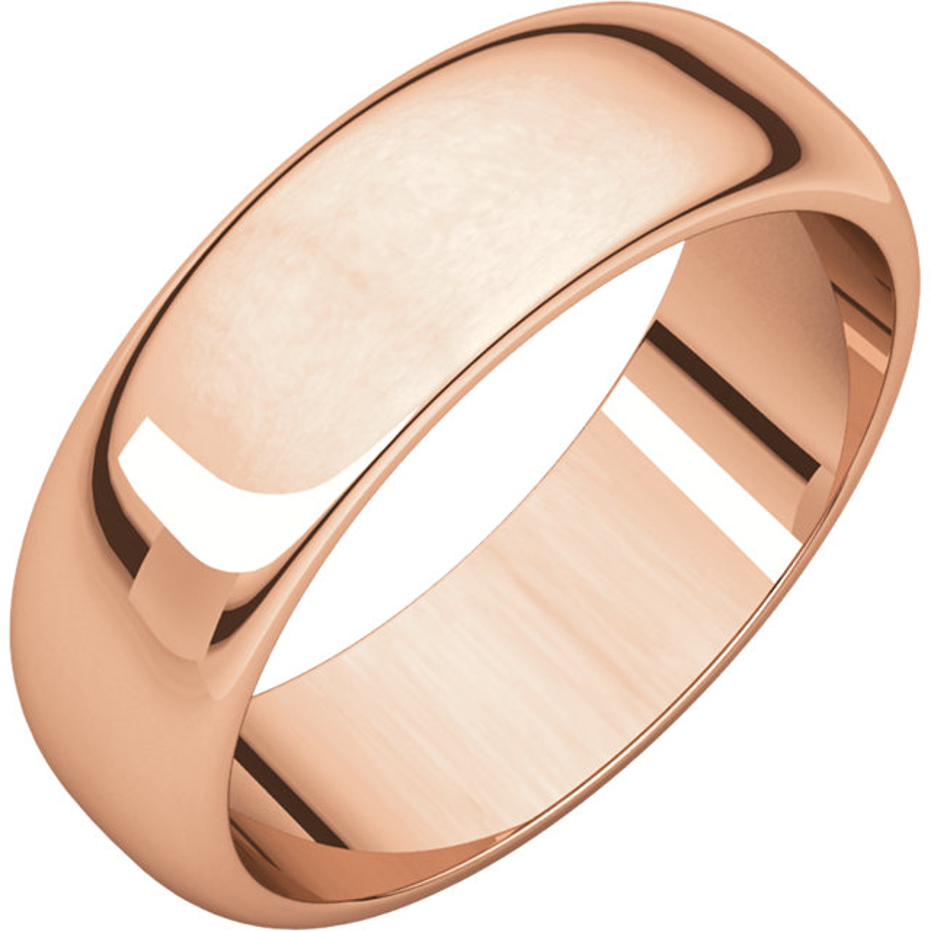 18k Rose Gold 6mm. High Polished Traditional Domed Wedding Band 18k Rose Gold 6mm. High Polished Traditional Domed Wedding Band