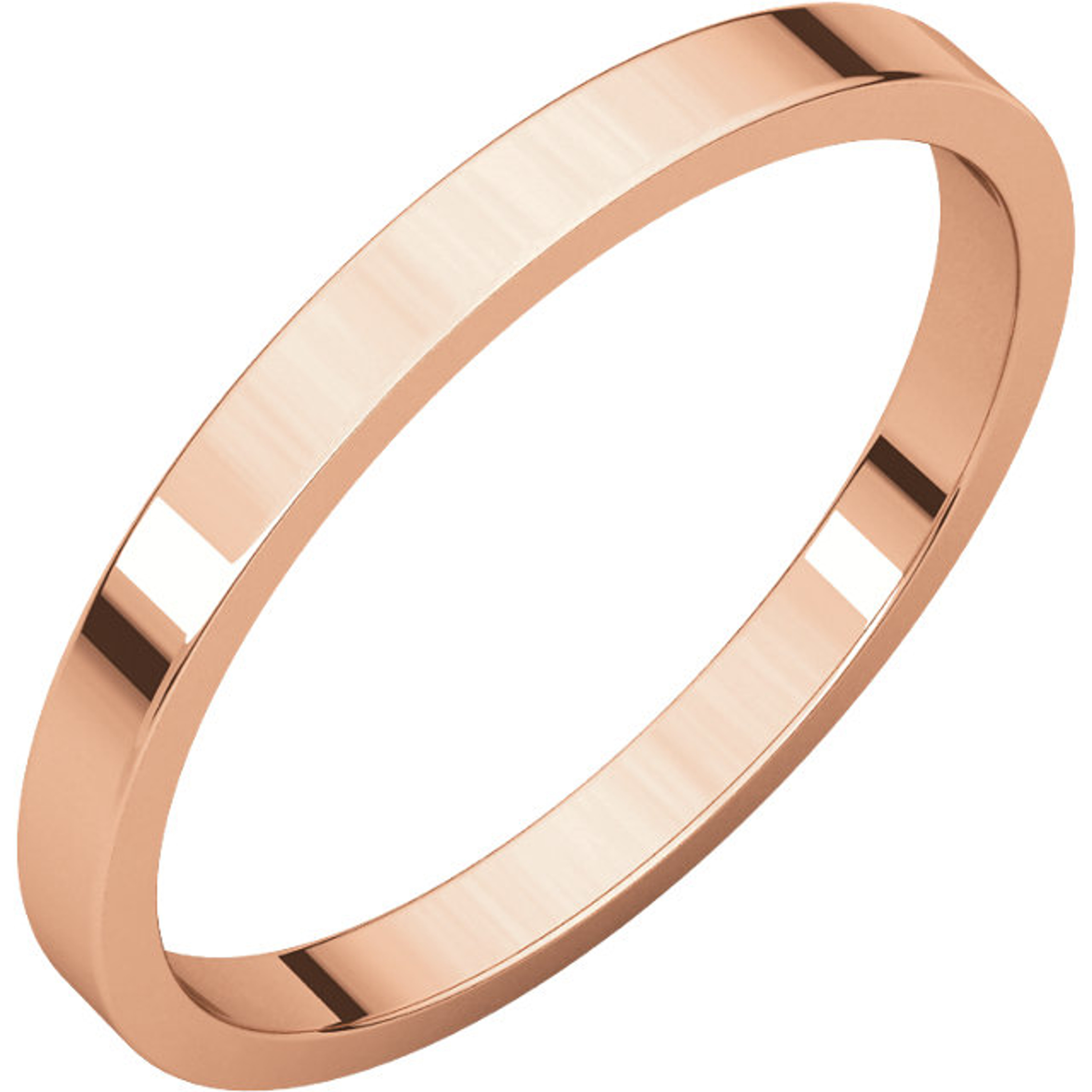 18k Rose Gold 2mm High Polished Classic Flat Wedding Band 18k Rose Gold 2mm High Polished Classic Flat Wedding Band