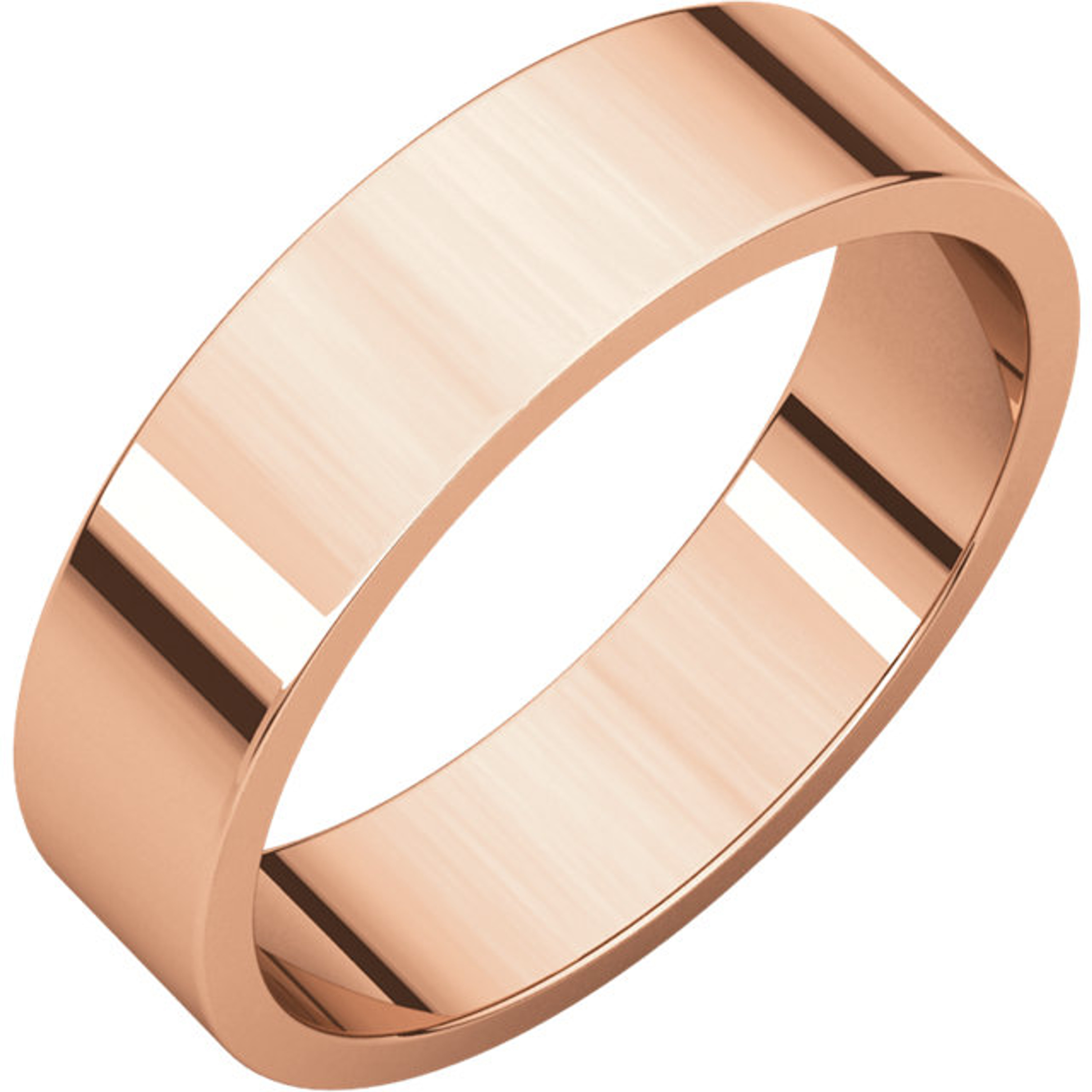 18k Rose Gold 5mm High Polished Classic Flat Wedding Band 18k Rose Gold 5mm High Polished Classic Flat Wedding Band