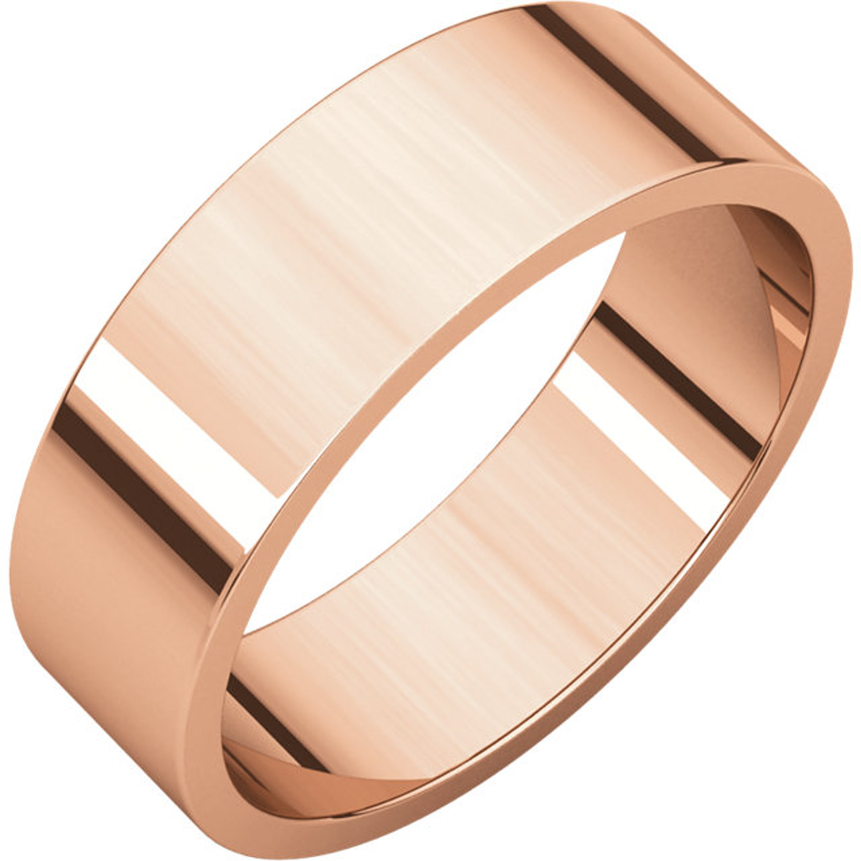 18k Rose Gold 6mm High Polished Classic Flat Wedding Band 18k Rose Gold 6mm High Polished Classic Flat Wedding Band