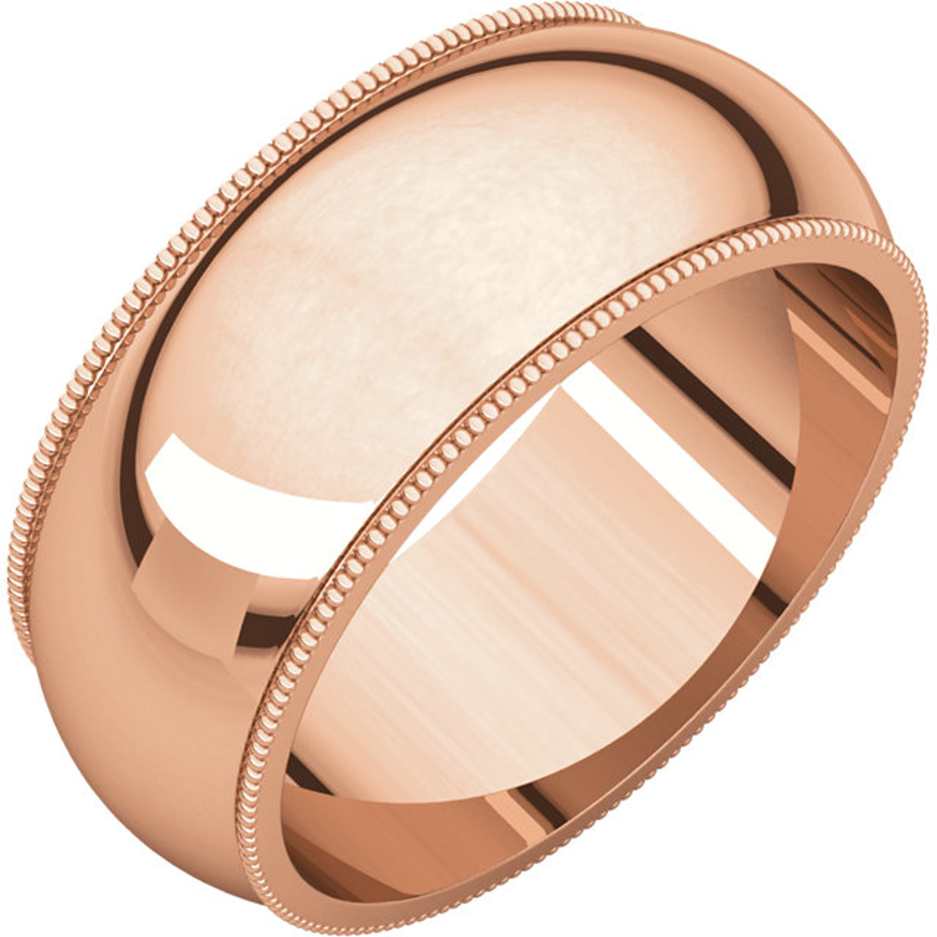 18k Rose Gold 8mm High Polished Traditional Milgrain Wedding Band 18k Rose Gold 8mm High Polished Traditional Milgrain Wedding Band