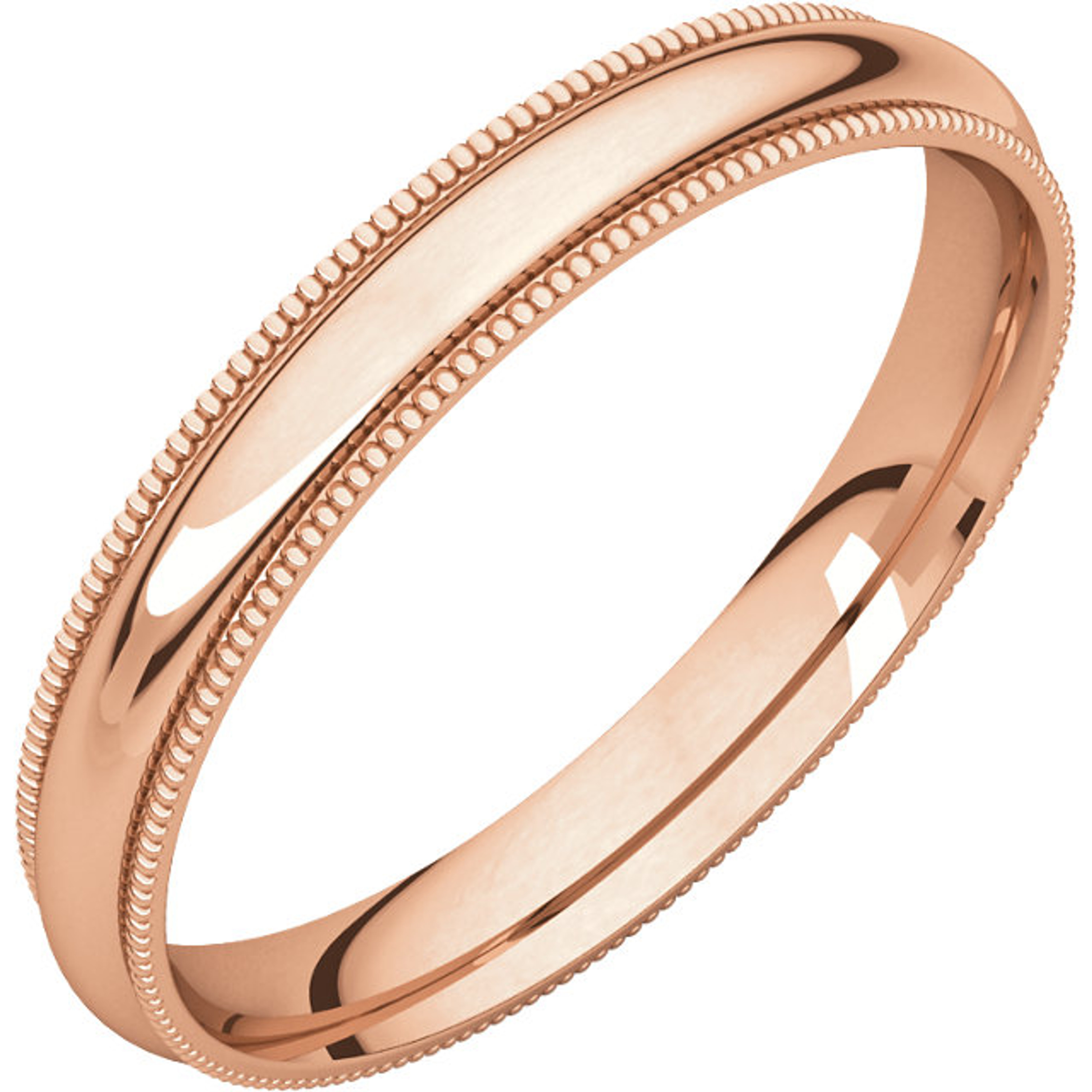 18k Rose Gold 3mm High Polished Comfort Fit Milgrain Wedding Band 18k Rose Gold 3mm High Polished Comfort Fit Milgrain Wedding Band