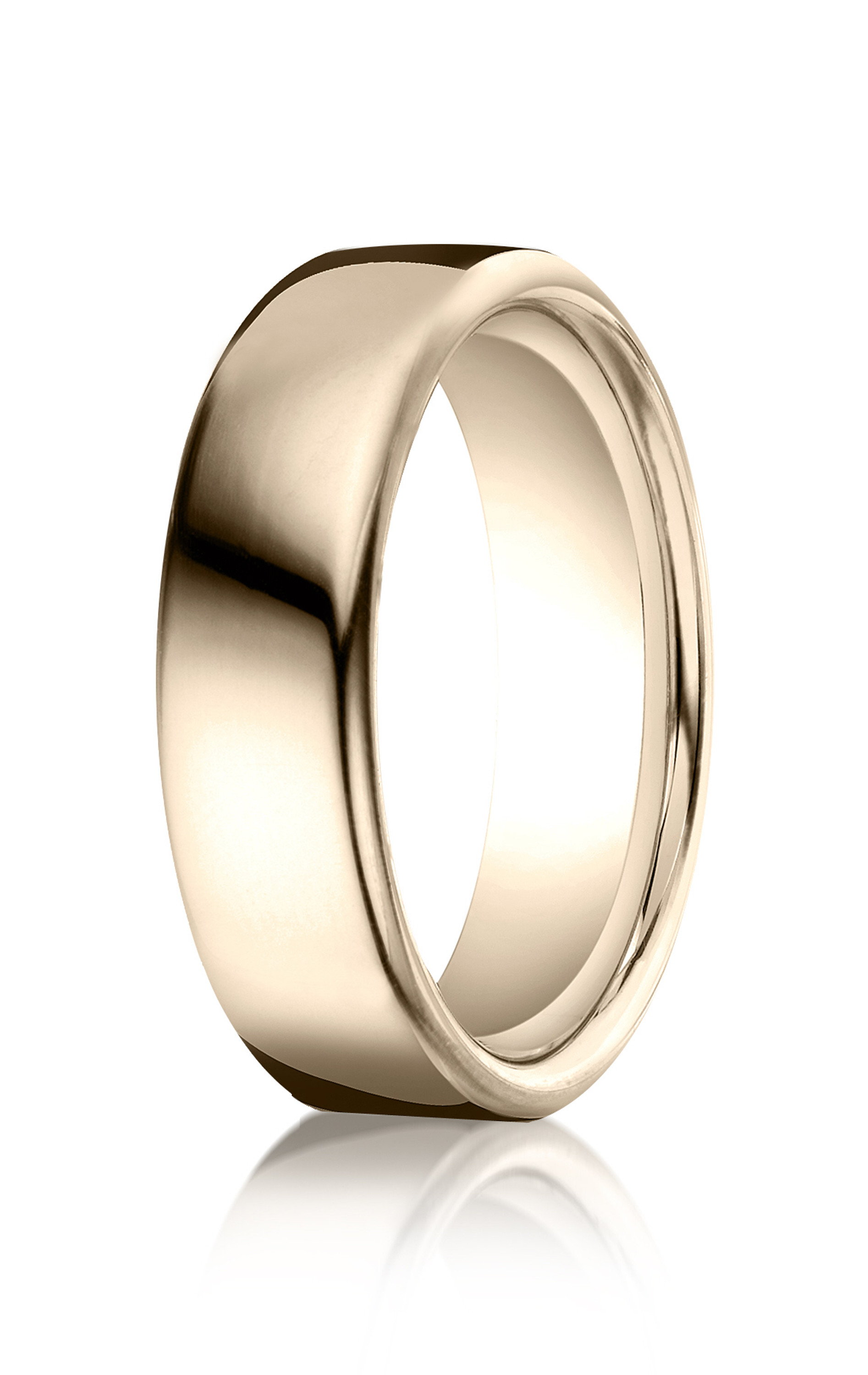 18k Rose Gold High Polished Benchmark Euro Domed Comfort Fit Band 6.5mm. 18k Rose Gold High Polished Benchmark Euro Domed Comfort Fit Band 6.5mm.