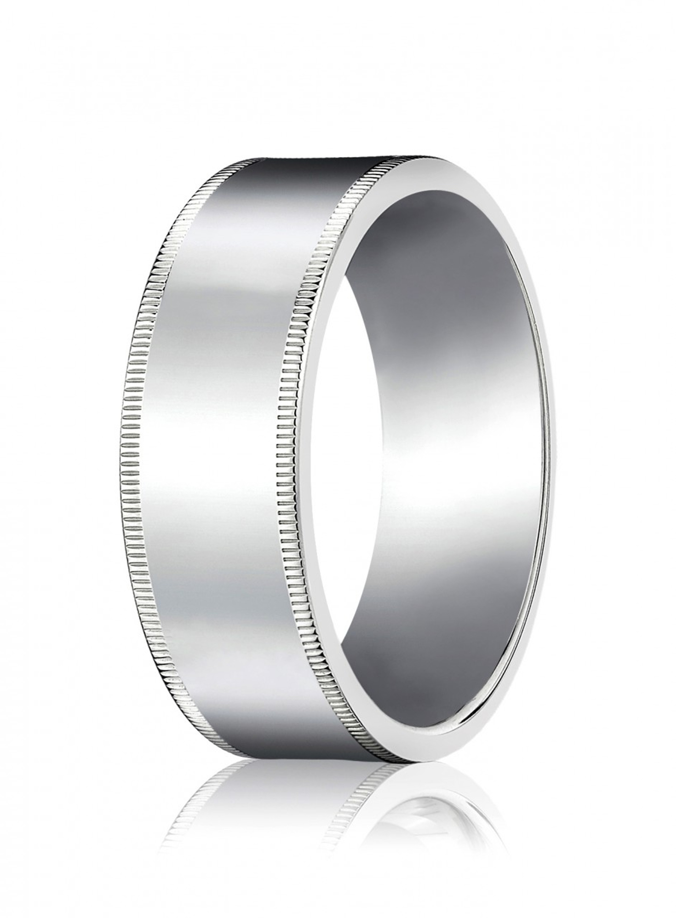 14k White Gold 8mm High Polished Flat Comfort  Milgrain Wedding Band 14k White Gold 8mm High Polished Flat Comfort  Milgrain Wedding Band