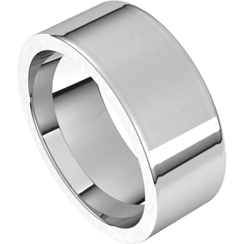 14K White Gold 8mm High Polished Flat Comfort Fit Wedding Band