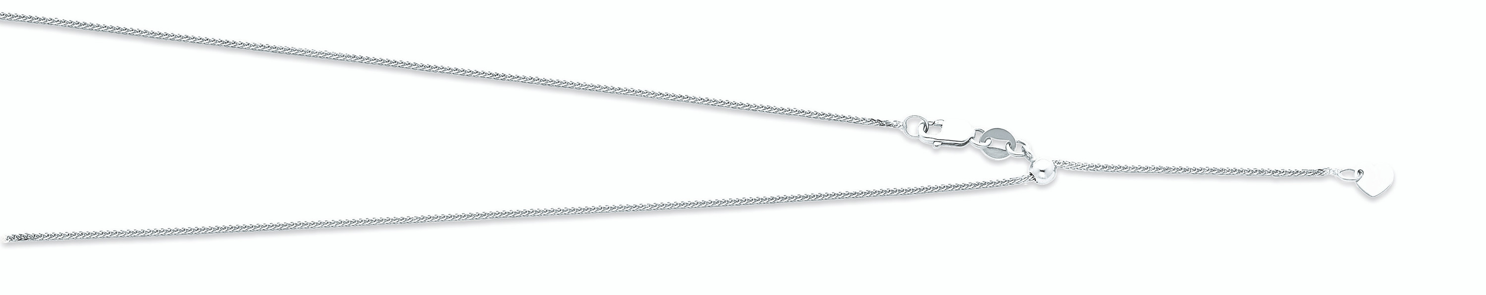 14K White Gold 0.8mm Square Wheat Link Length Adjustable Chain