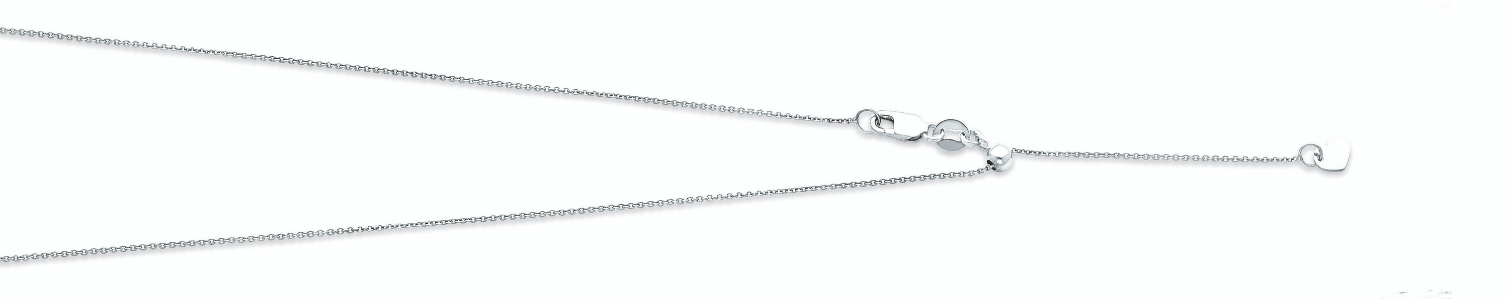 14K White Gold 0.9mm Cable Link Length Adjustable Chain Necklace Inches 14K White Gold 0.9mm Cable Link Length Adjustable Chain Necklace Inches