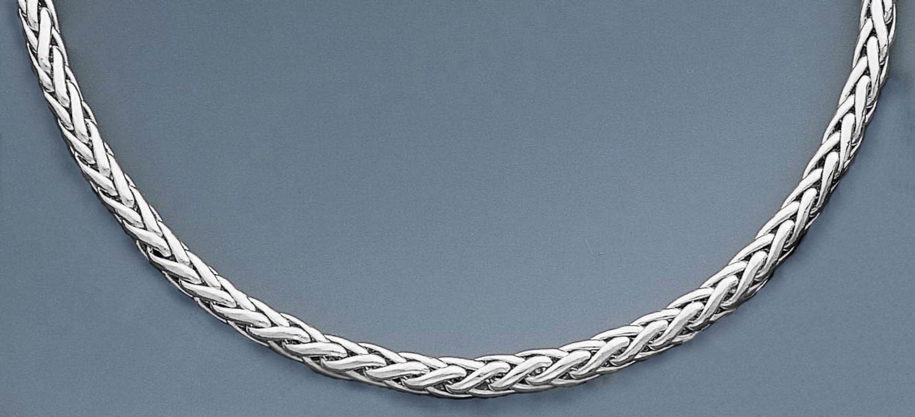 14k White Gold 4.5mm Hollow Spiga Necklace 16 Inches 14k White Gold 4.5mm Hollow Spiga Necklace 16 Inches