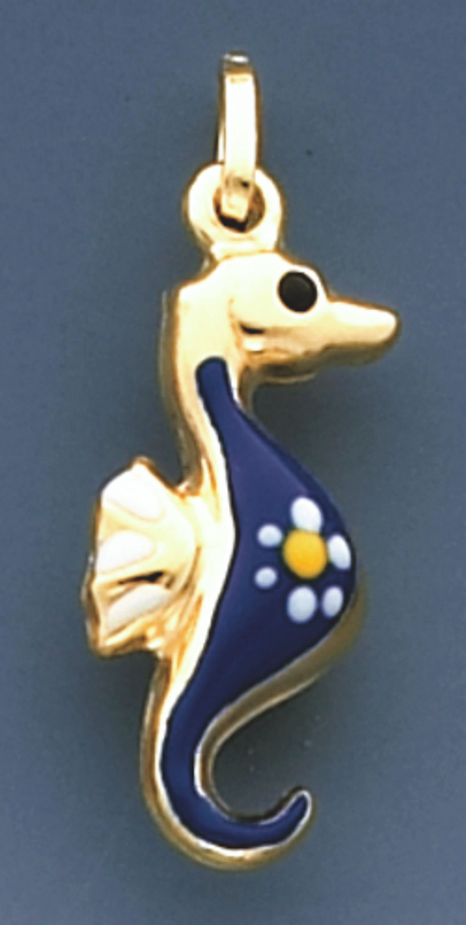 14K Yellow Gold Blue Enamel Seahorse Charm 14K Yellow Gold Blue Enamel Seahorse Charm