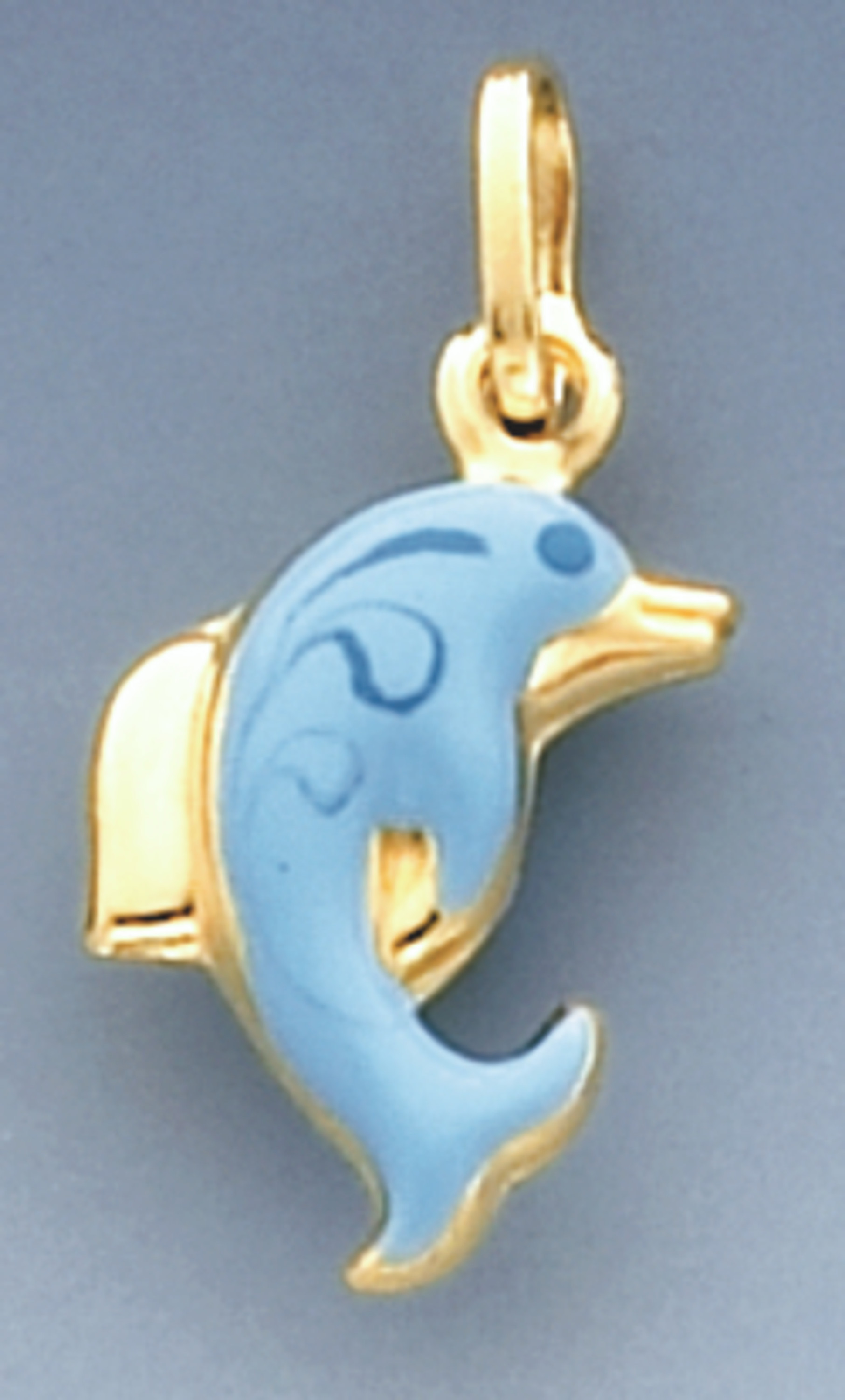 14K Yellow Gold 27.7mm Enamel Dolphine Charm 14K Yellow Gold 27.7mm Enamel Dolphine Charm