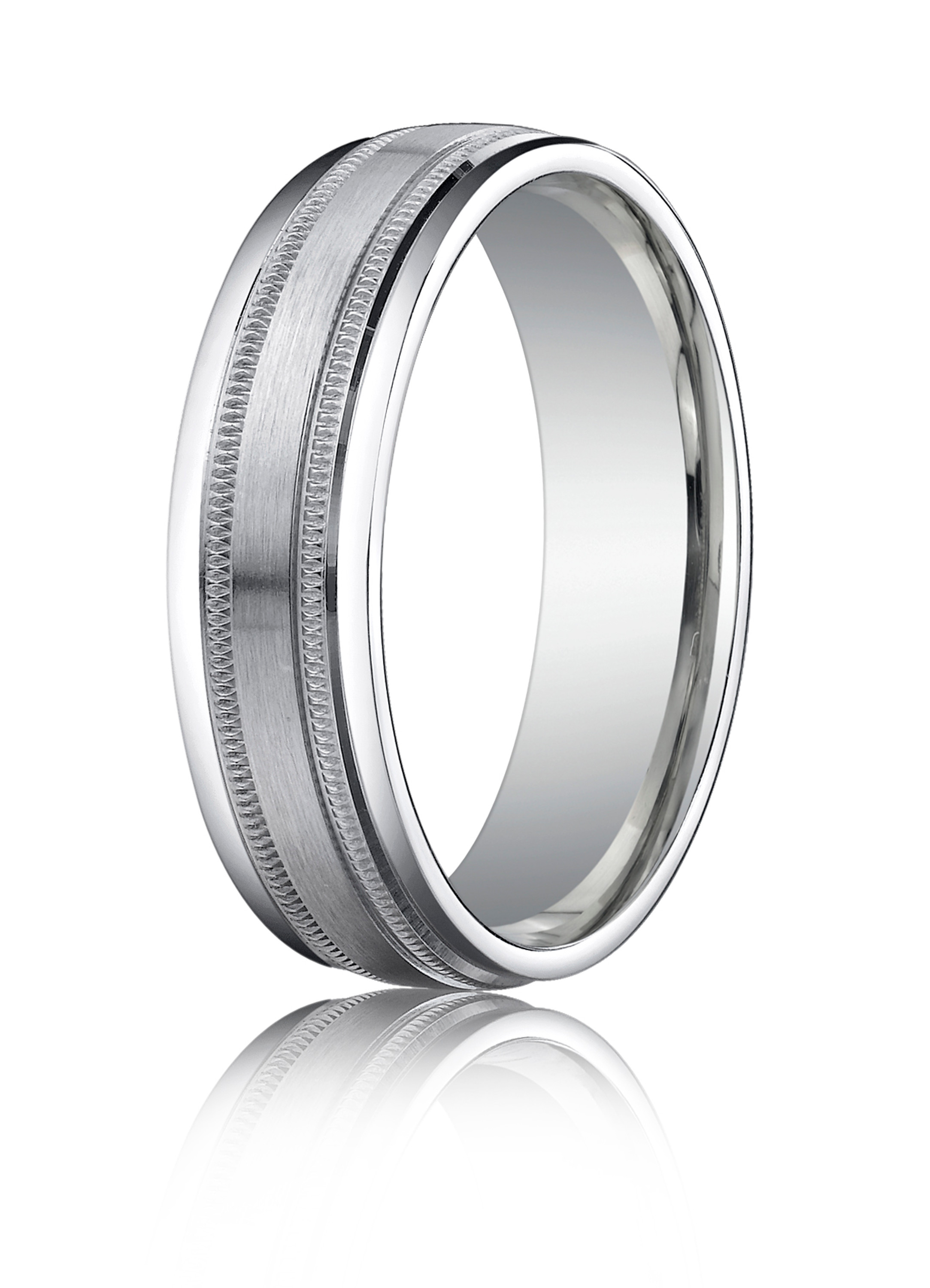 Platinum 6mm Comfort-Fit Satin-Finished with Milgrain Round Edge Carved Design Band Platinum 6mm Comfort-Fit Satin-Finished with Milgrain Round Edge Carved Design Band