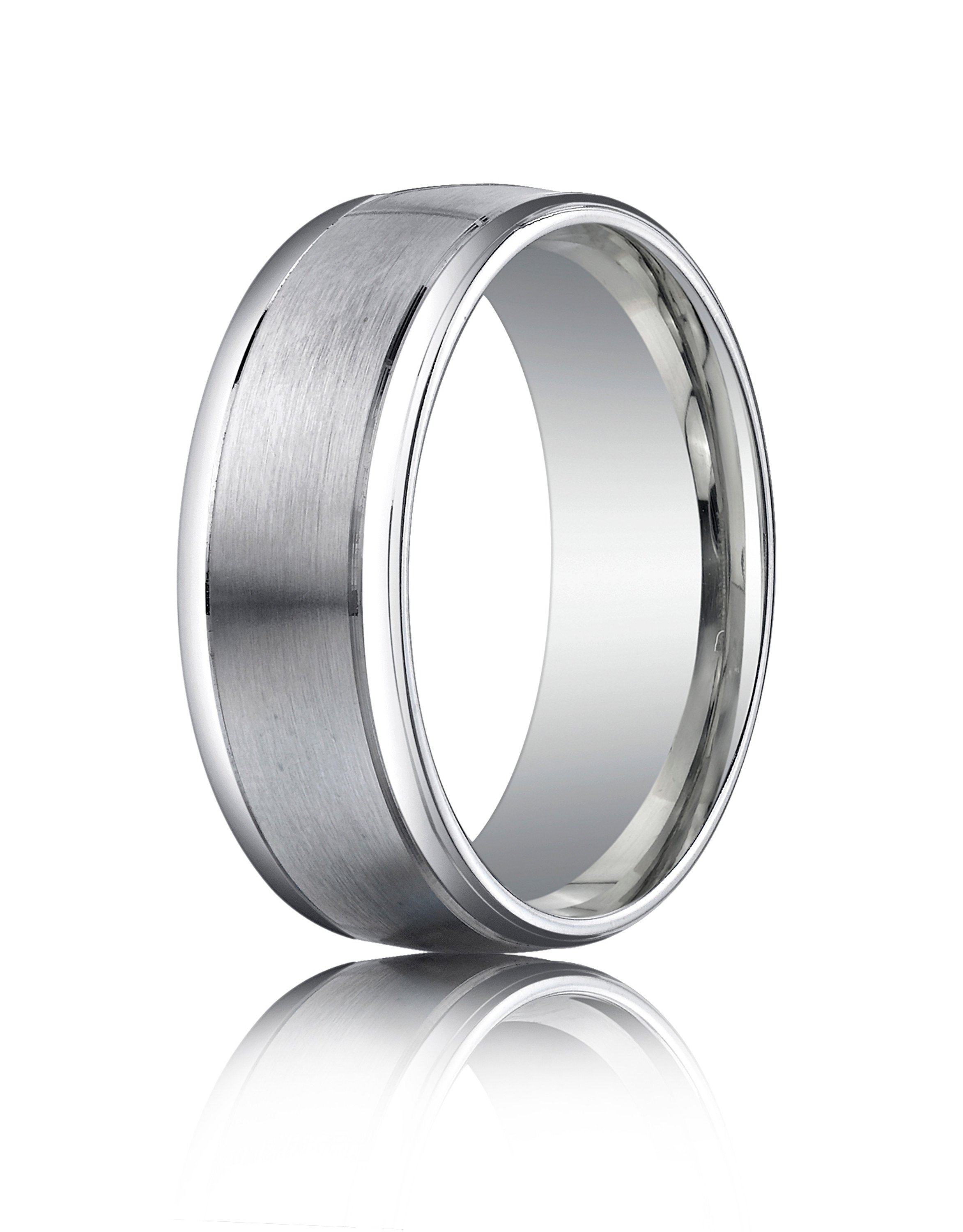 Platinum 8mm Comfort-Fit Satin-Finished High Polished Round Edge Carved Design Band Platinum 8mm Comfort-Fit Satin-Finished High Polished Round Edge Carved Design Band