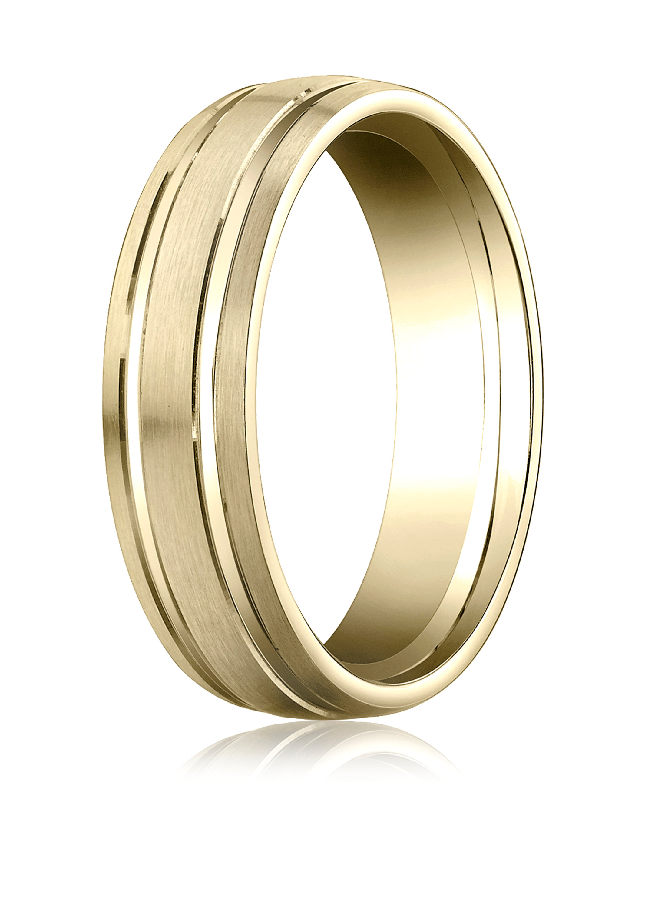 10k Yellow Gold 6mm Comfort-Fited with Parallel Grooves Wedding Band 10k Yellow Gold 6mm Comfort-Fited with Parallel Grooves Wedding Band