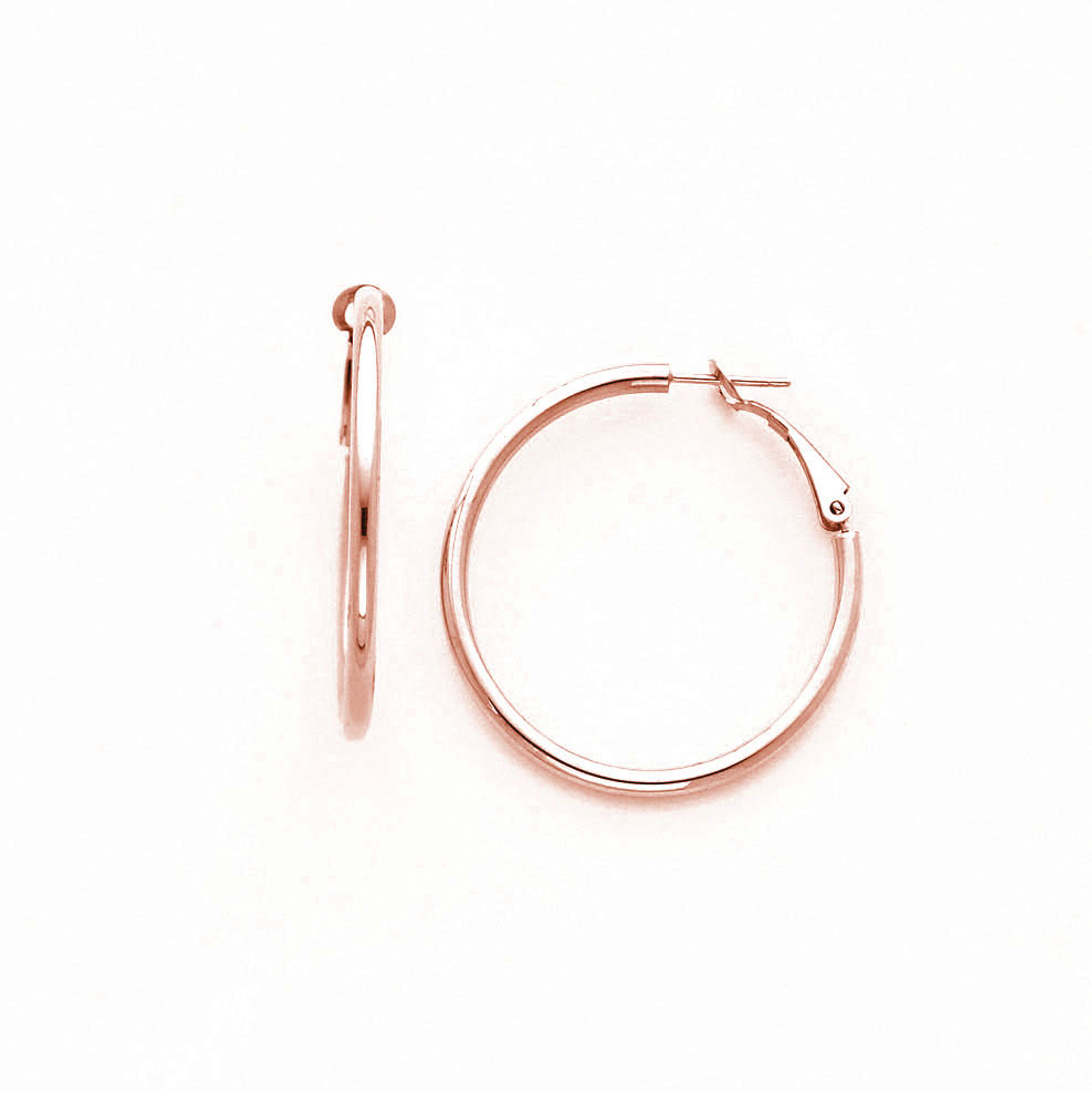 14k Rose Gold 2.5mm High Polish 35mm Hoop Earrings