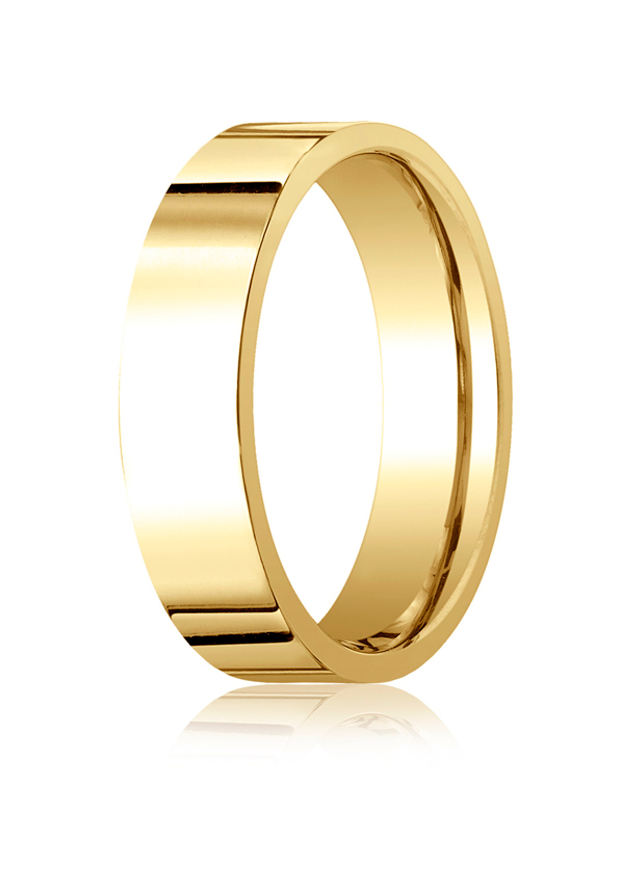 18K Gold 6mm High Polished Flat Comfort Fit Wedding Band 18K Gold 6mm High Polished Flat Comfort Fit Wedding Band