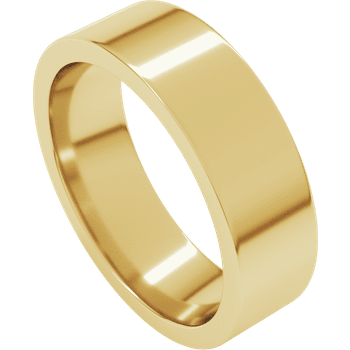 18K Gold 6mm High Polished Flat Comfort Fit Wedding Band