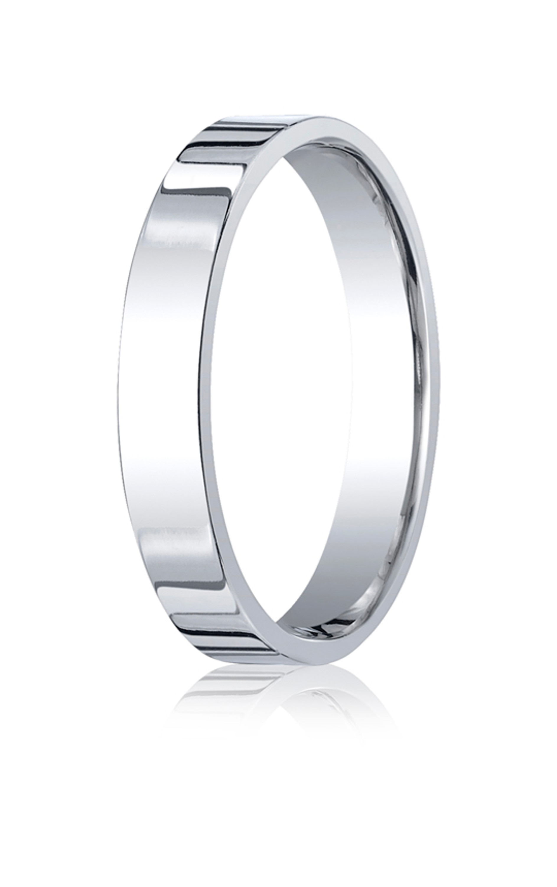 18K White Gold 4mm High Polished Flat Comfort Fit Wedding Band 18K White Gold 4mm High Polished Flat Comfort Fit Wedding Band