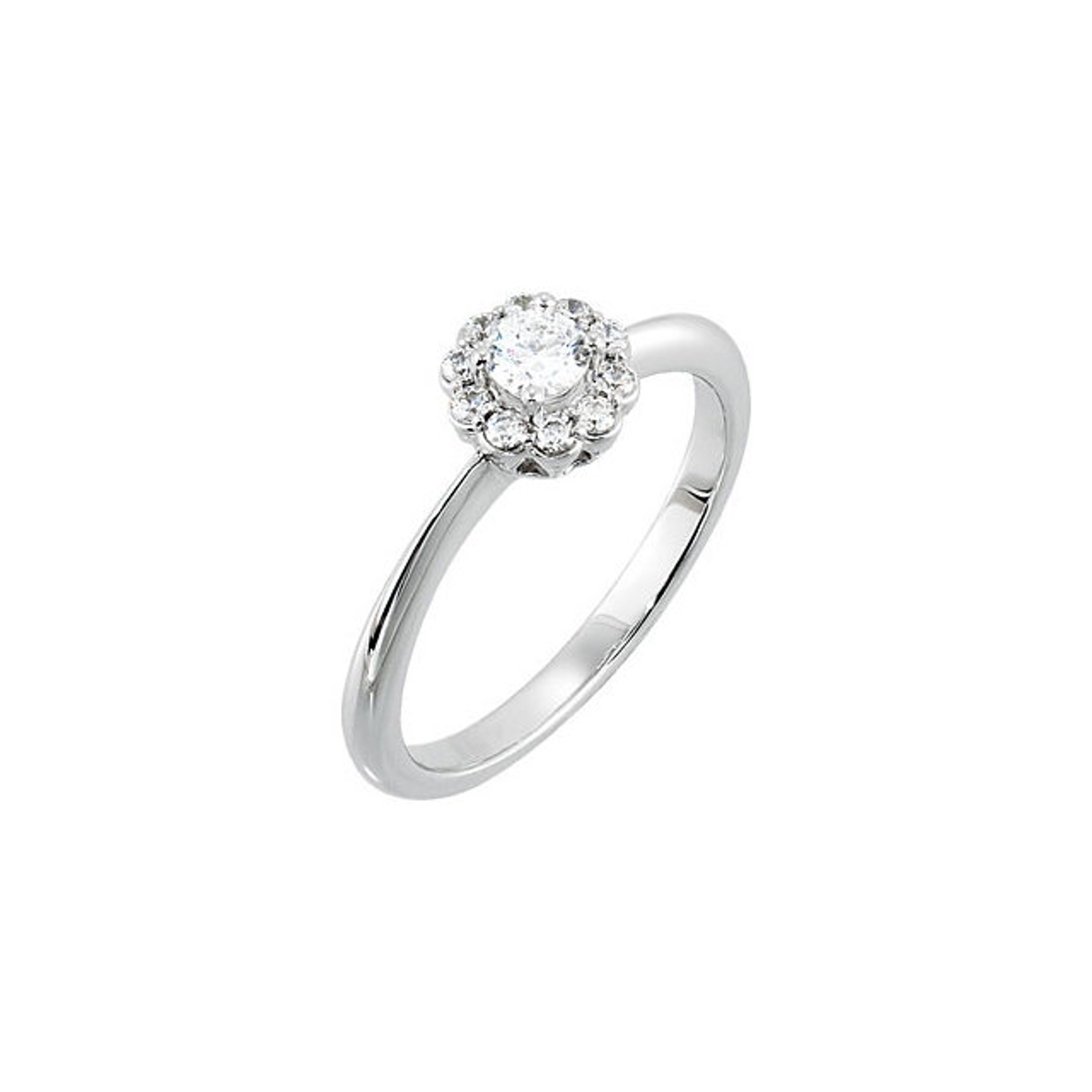 14K White 11 Stone Engagement Ring