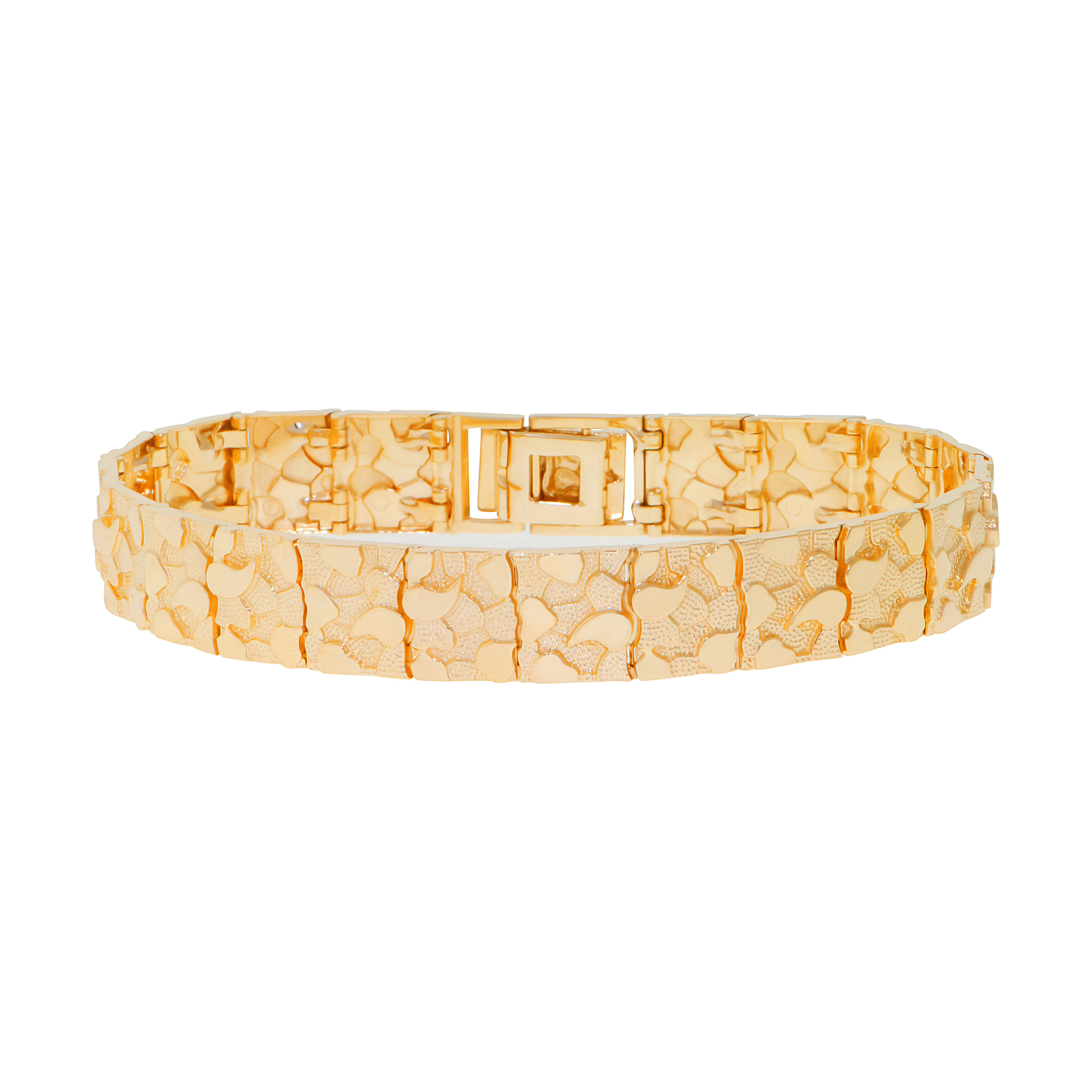 14k Gold 12mm Nugget Bracelet 7 In 14k Gold 12mm Nugget Bracelet 7 In