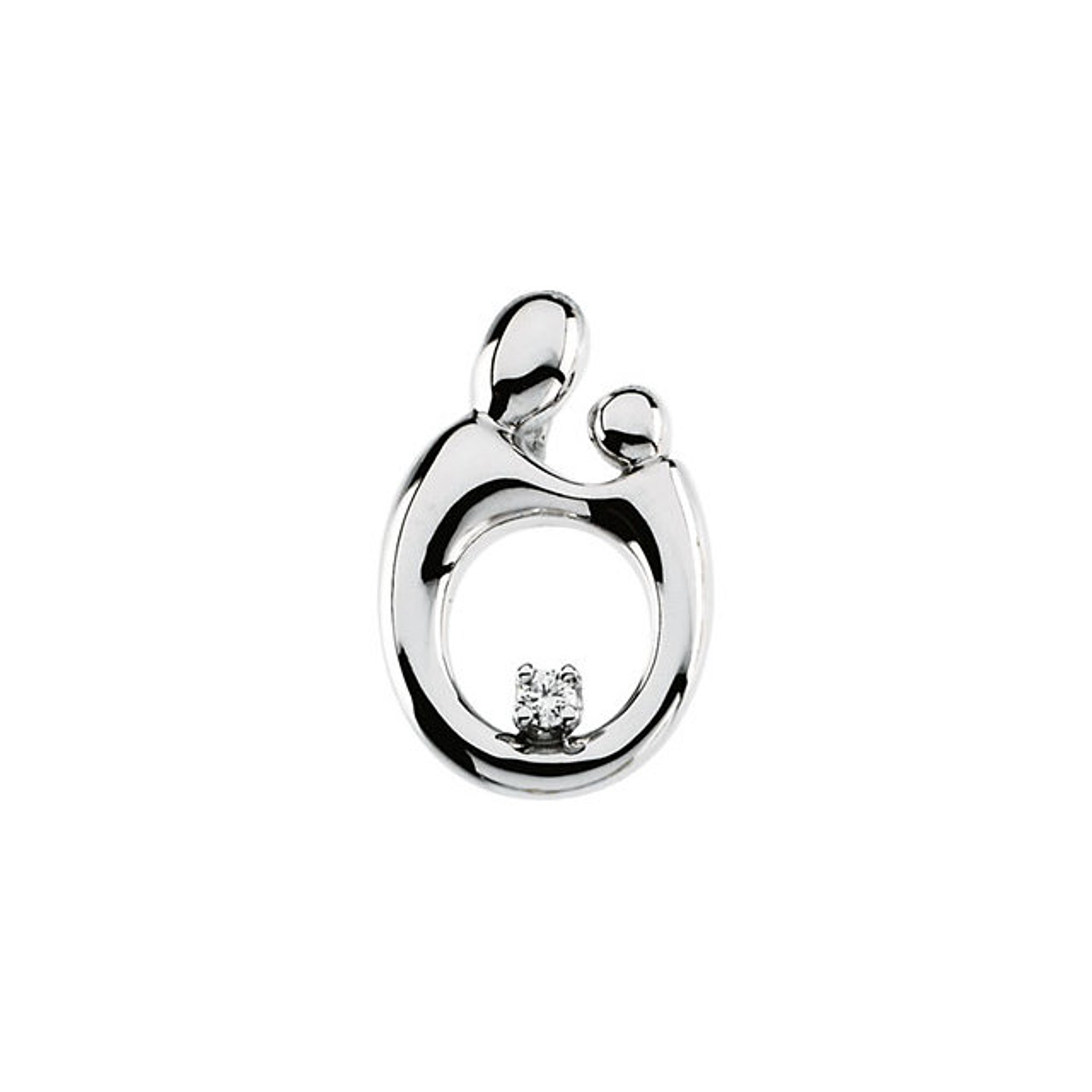 14k White Gold Mother and Child Pendant With a Diamond 20mm 14k White Gold Mother and Child Pendant With a Diamond 20mm
